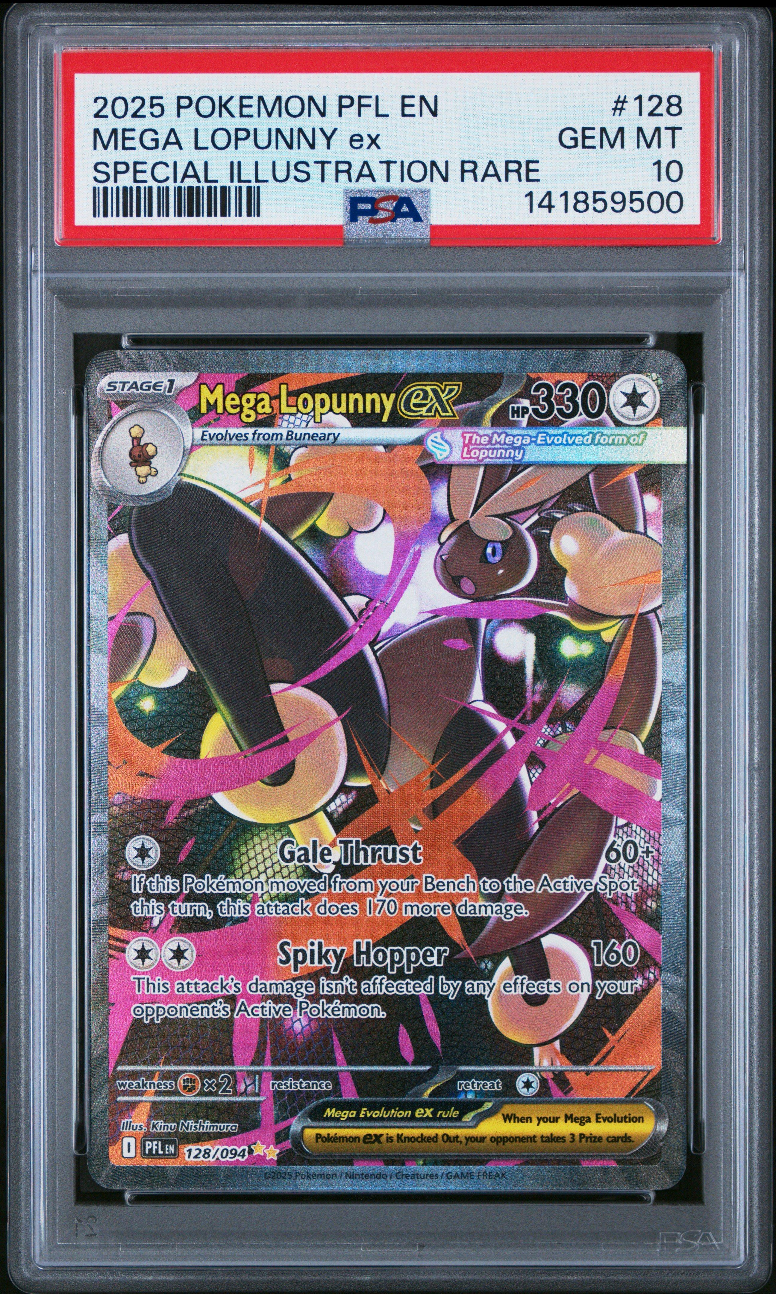 PSA10エルフーンex 0425 2025 Pokemon Pfl En-phantasmal Flames 128 Mega Lopunny Ex Special