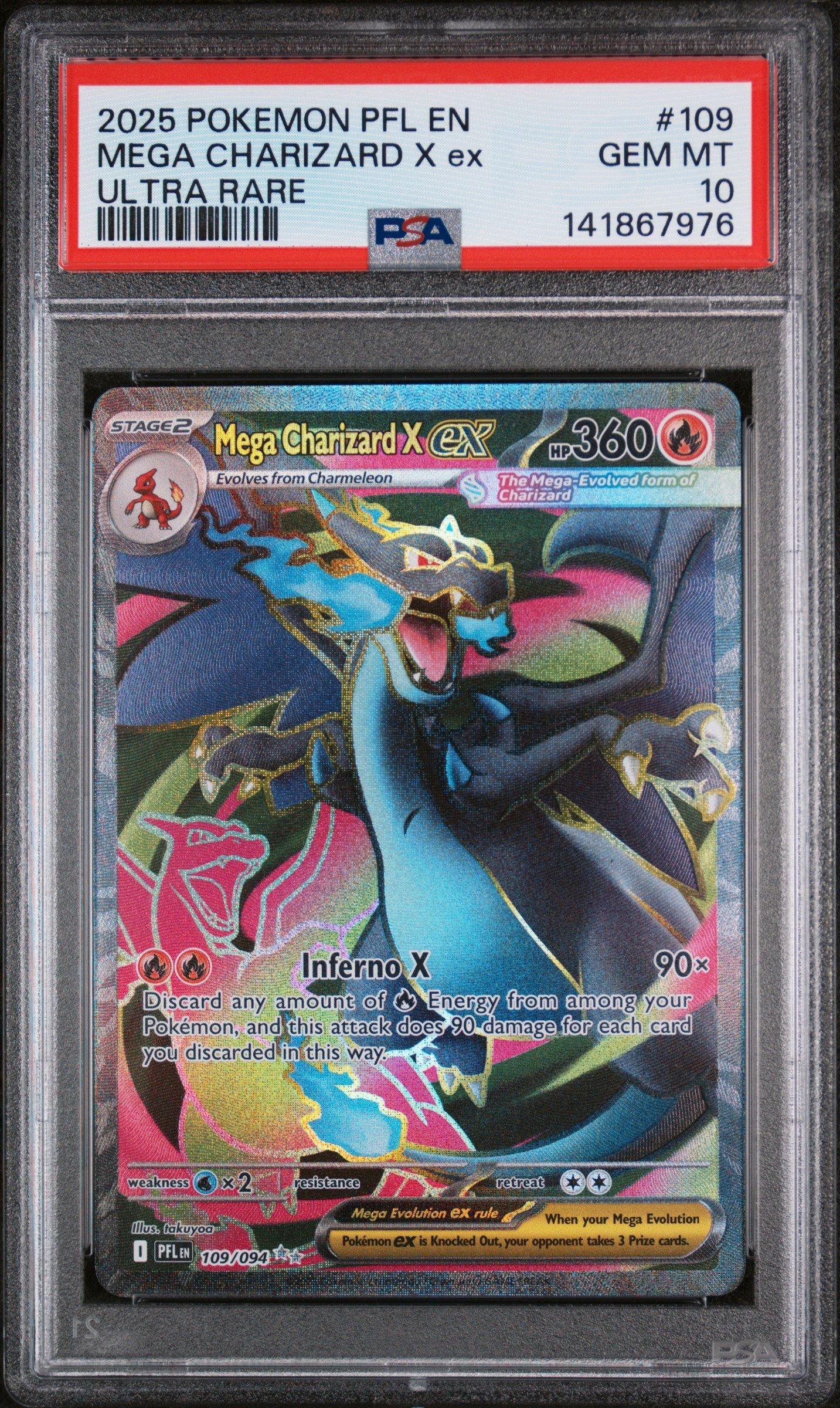 2025 Pokemon Pfl En-phantasmal Flames 109 Mega Charizard X Ex