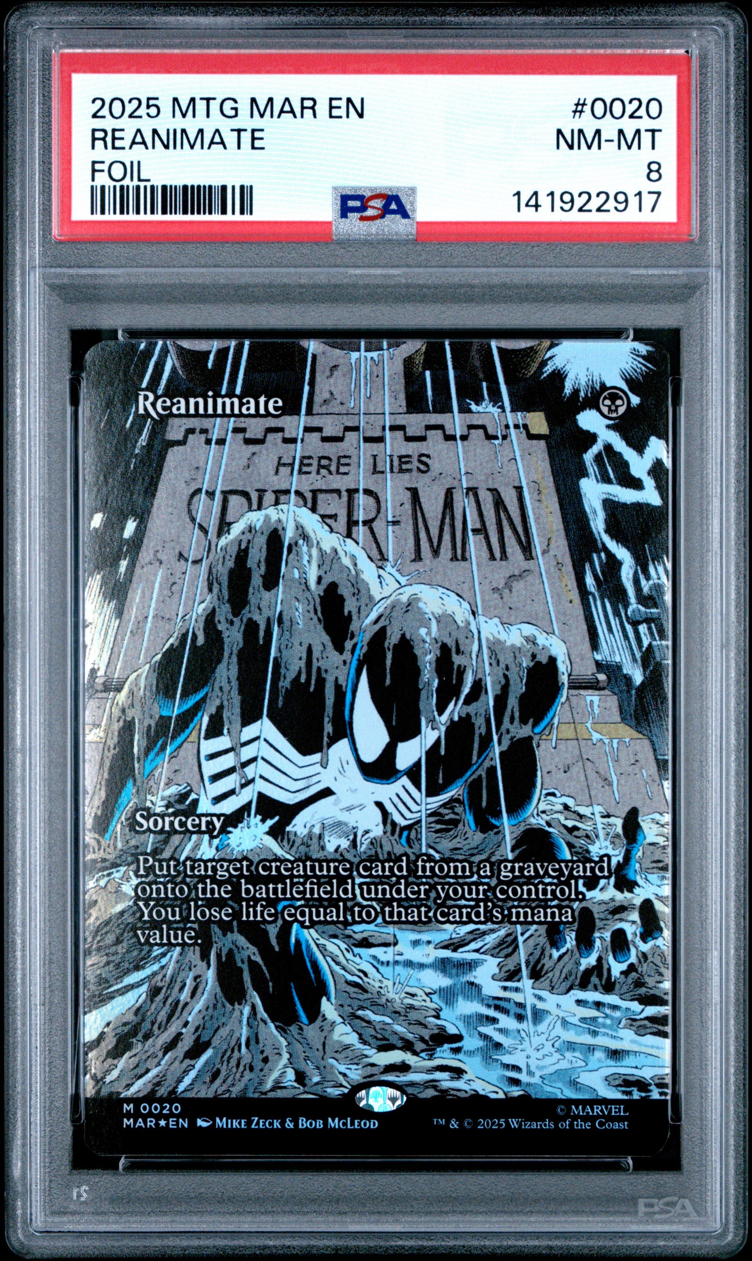 2025 Magic The Gathering Marvel's Spider-man: Source Material 0020 Reanimate Foil PSA 8
