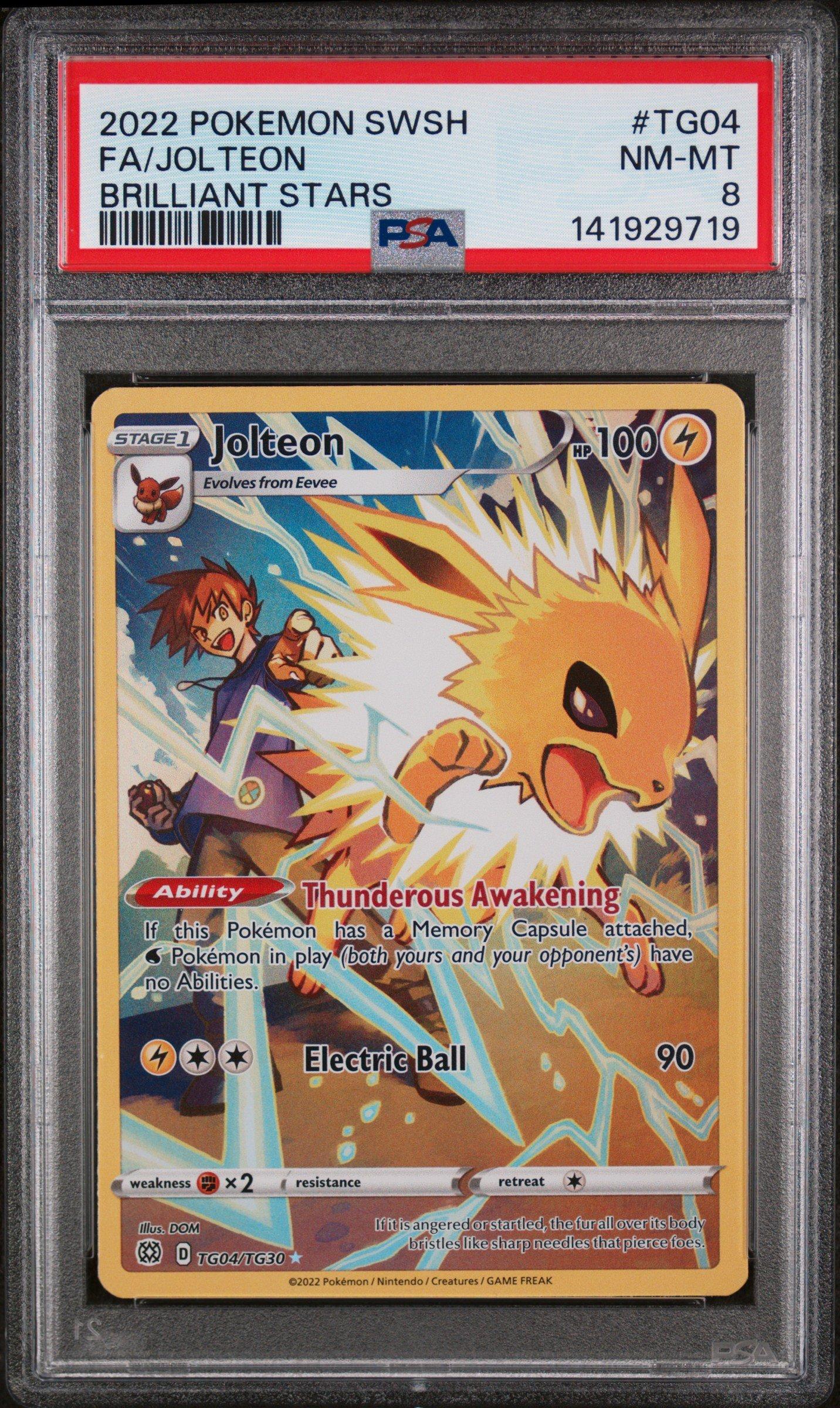サンダー カードダスPSA8 2022 Pokemon Sword & Shield Brilliant Stars Tg04 Full Art/jolteon
