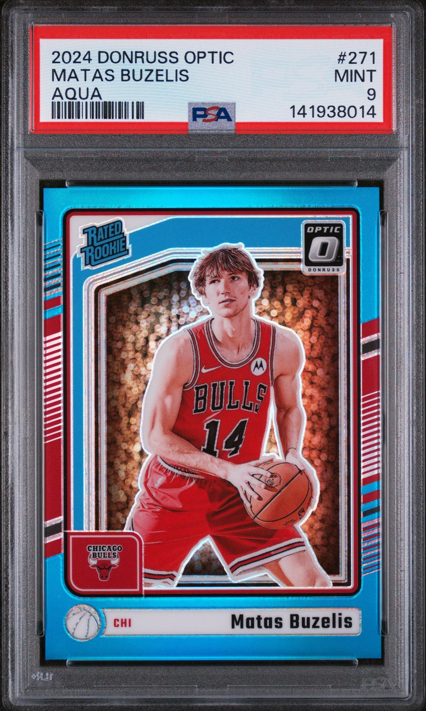 2024 Panini Donruss Optic 271 Matas Buzelis Aqua PSA 9 Graded Card