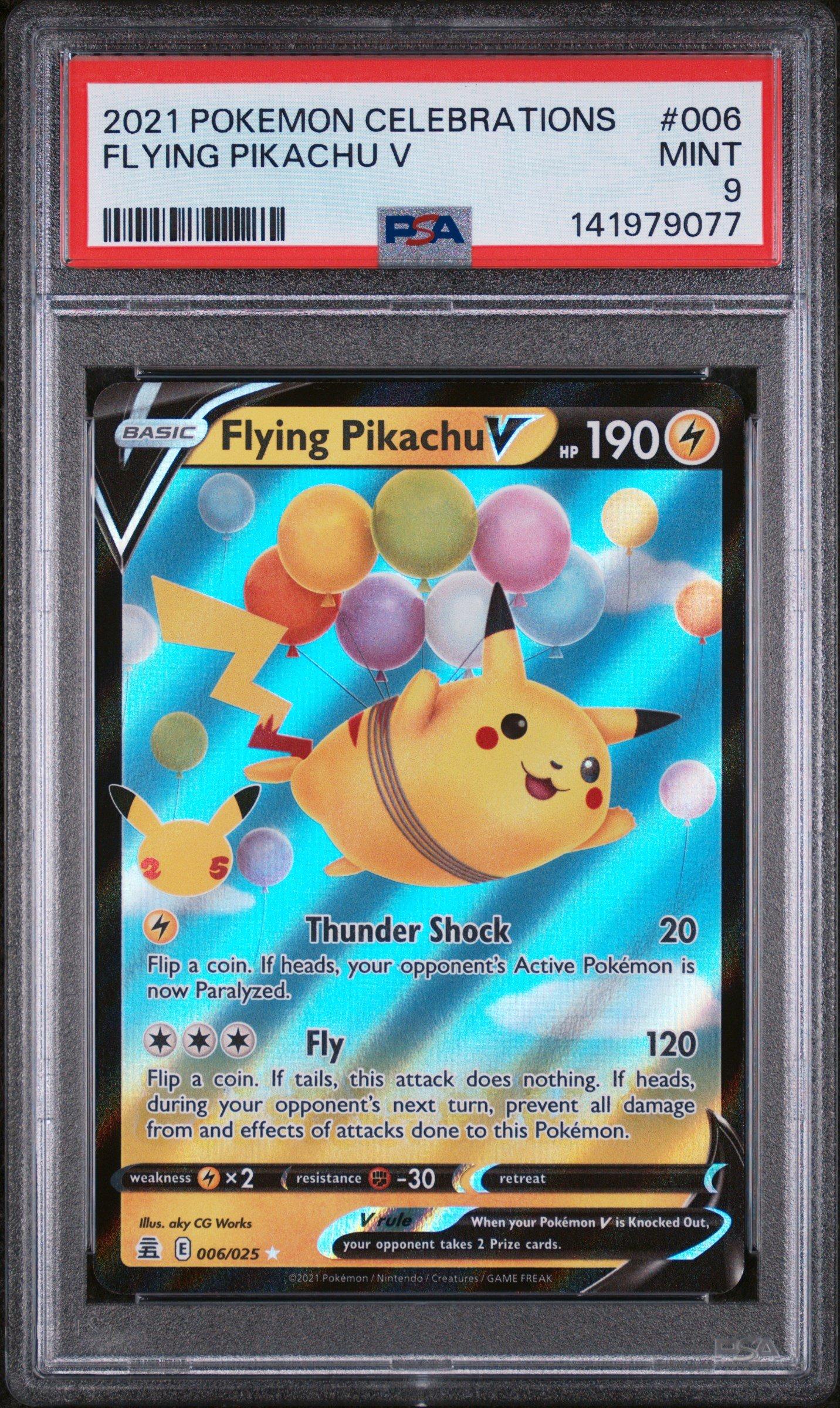 2021 Pokemon Celebrations 006 Flying Pikachu V PSA 9 Graded Card