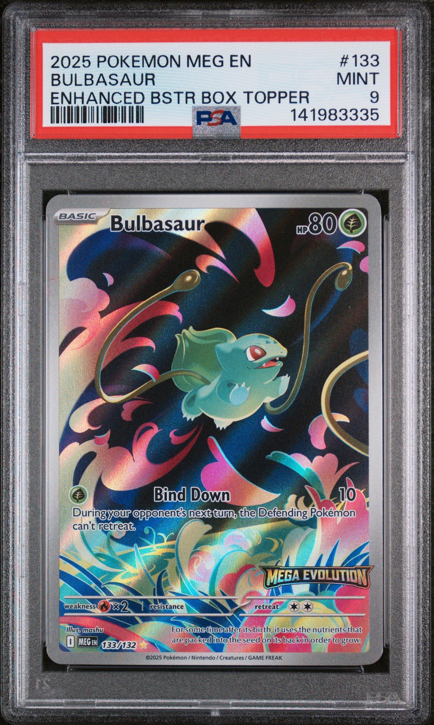 2025 Pokemon Meg En-mega Evolution 133 Bulbasaur Enhanced Booster Box  Topper PSA 9 Graded Card | GameStop