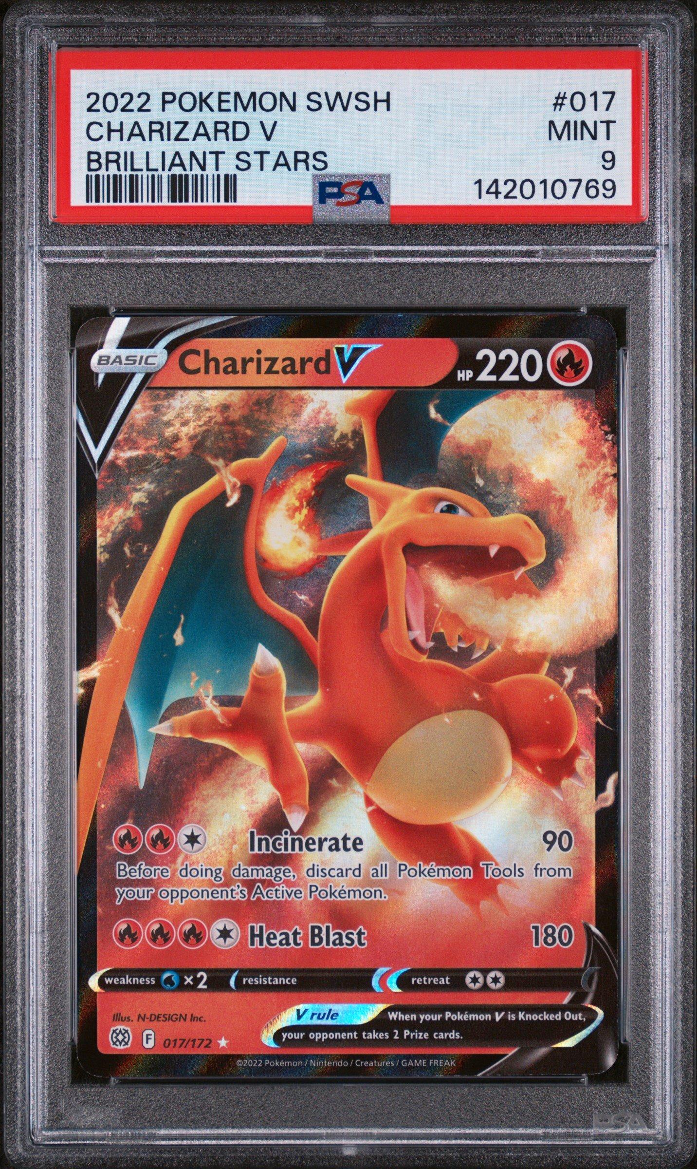 2022 Pokemon Sword & Shield Brilliant Stars 017 Charizard V PSA 9