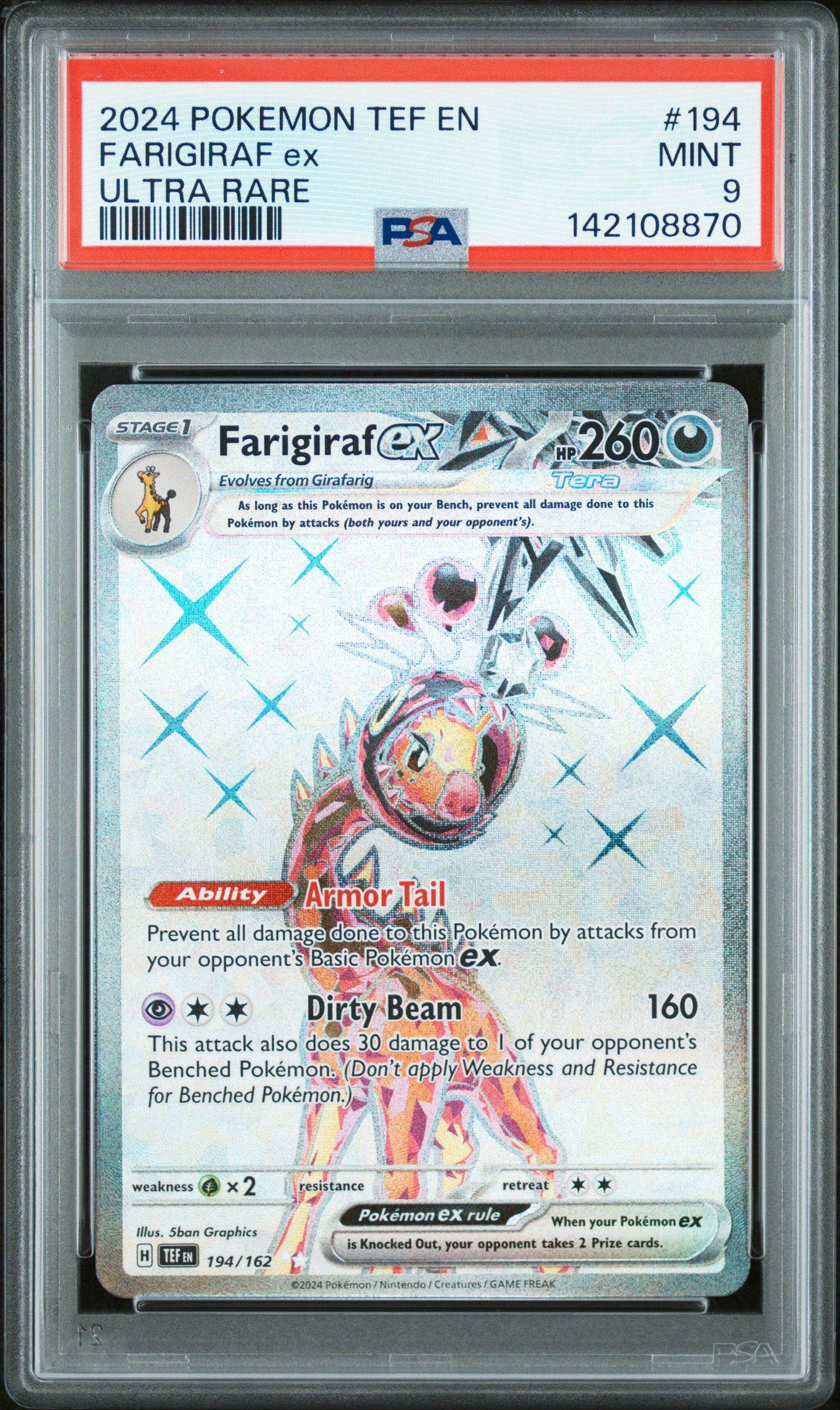 tarif card tahograf rar 2024 2024 Pokemon Tef En-temporal Forces 194 Farigiraf Ex Ultra Rare PSA 9  Graded Card