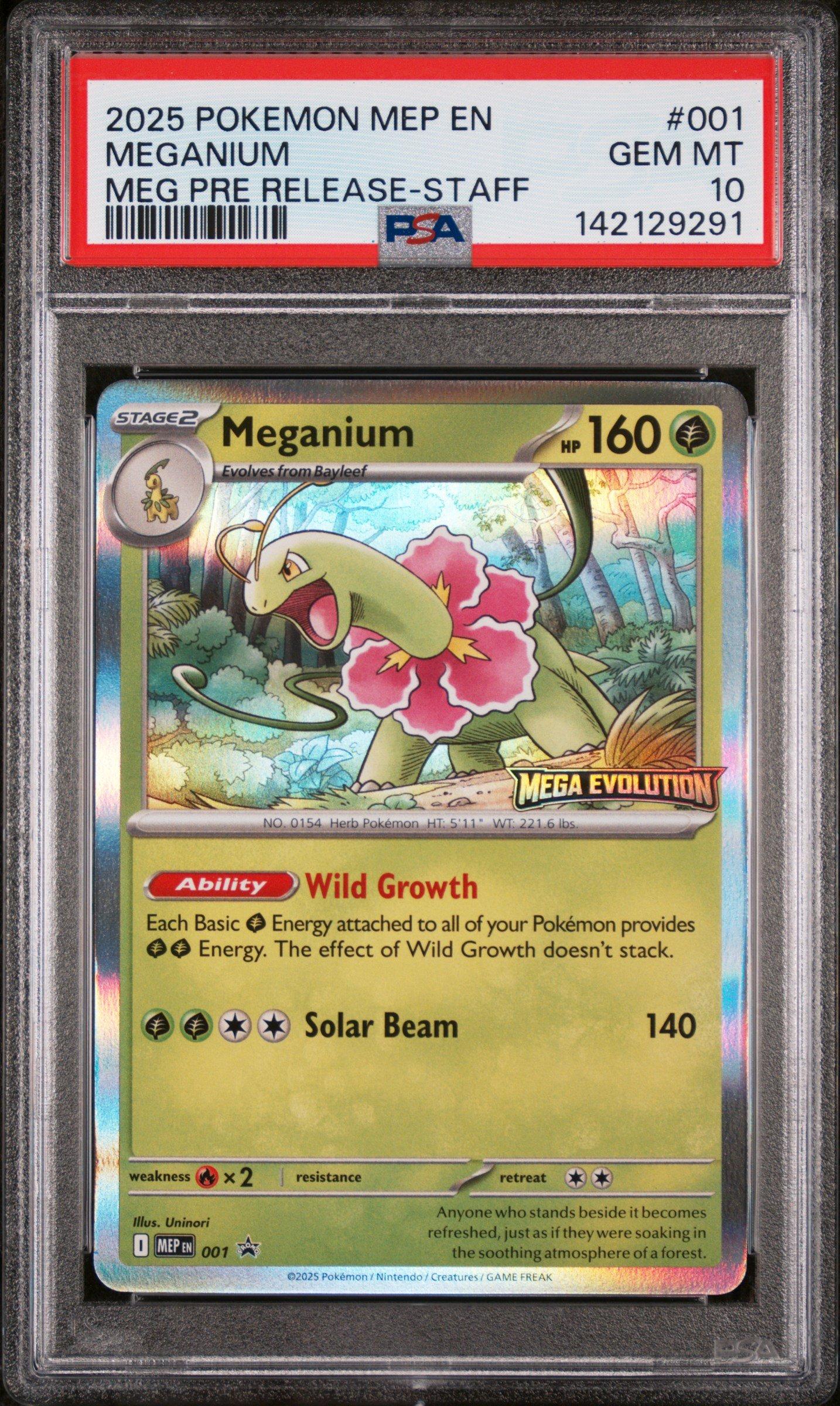2025 Pokemon Mep En-me Black Star Promo 001 Meganium Mega Evolution  Prerelease-staff PSA 10 Graded Card | GameStop