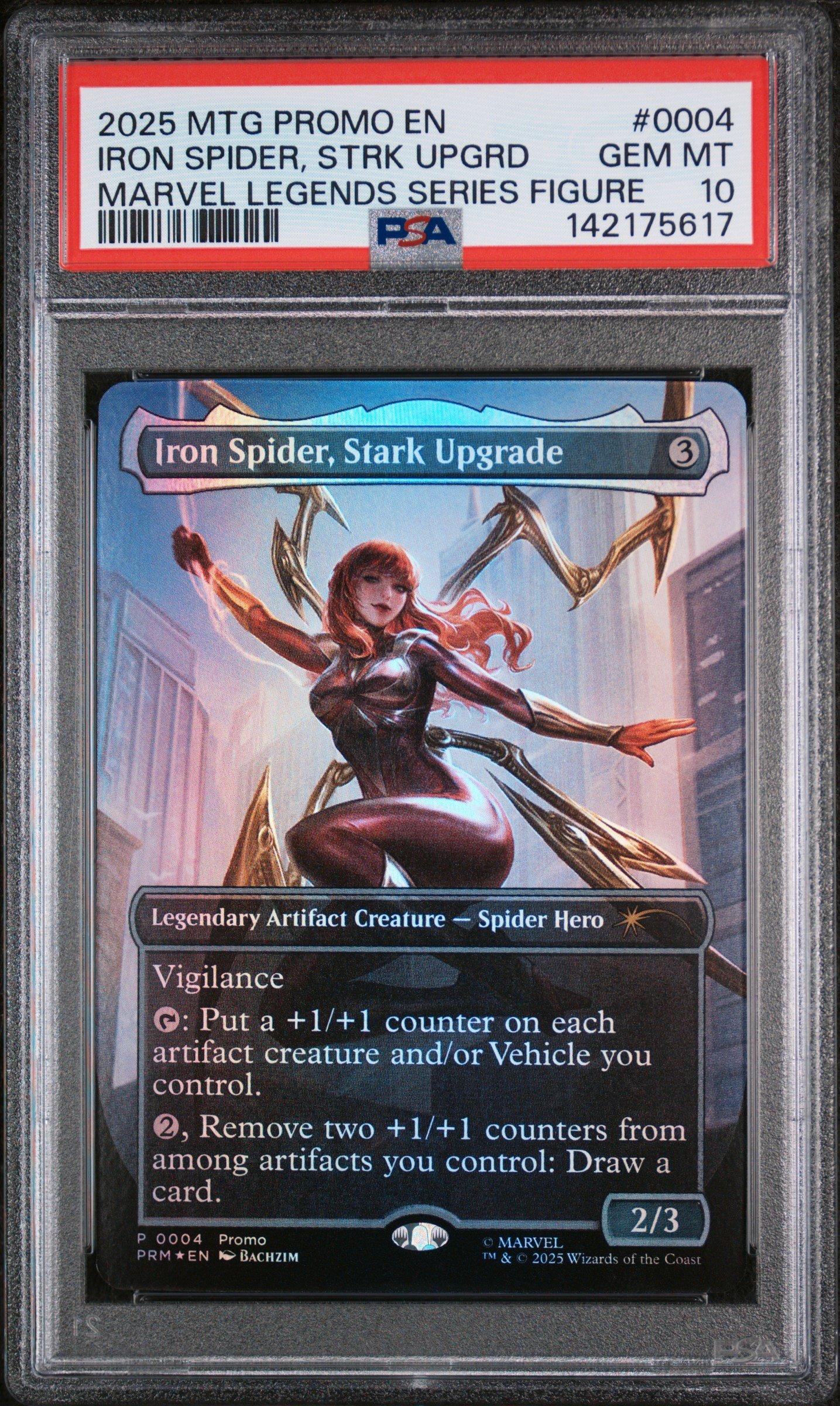 2025 Magic The Gathering Promos 0004 Iron Spider, Stark Upgrade Marvel Legends Series Figure PSA 10