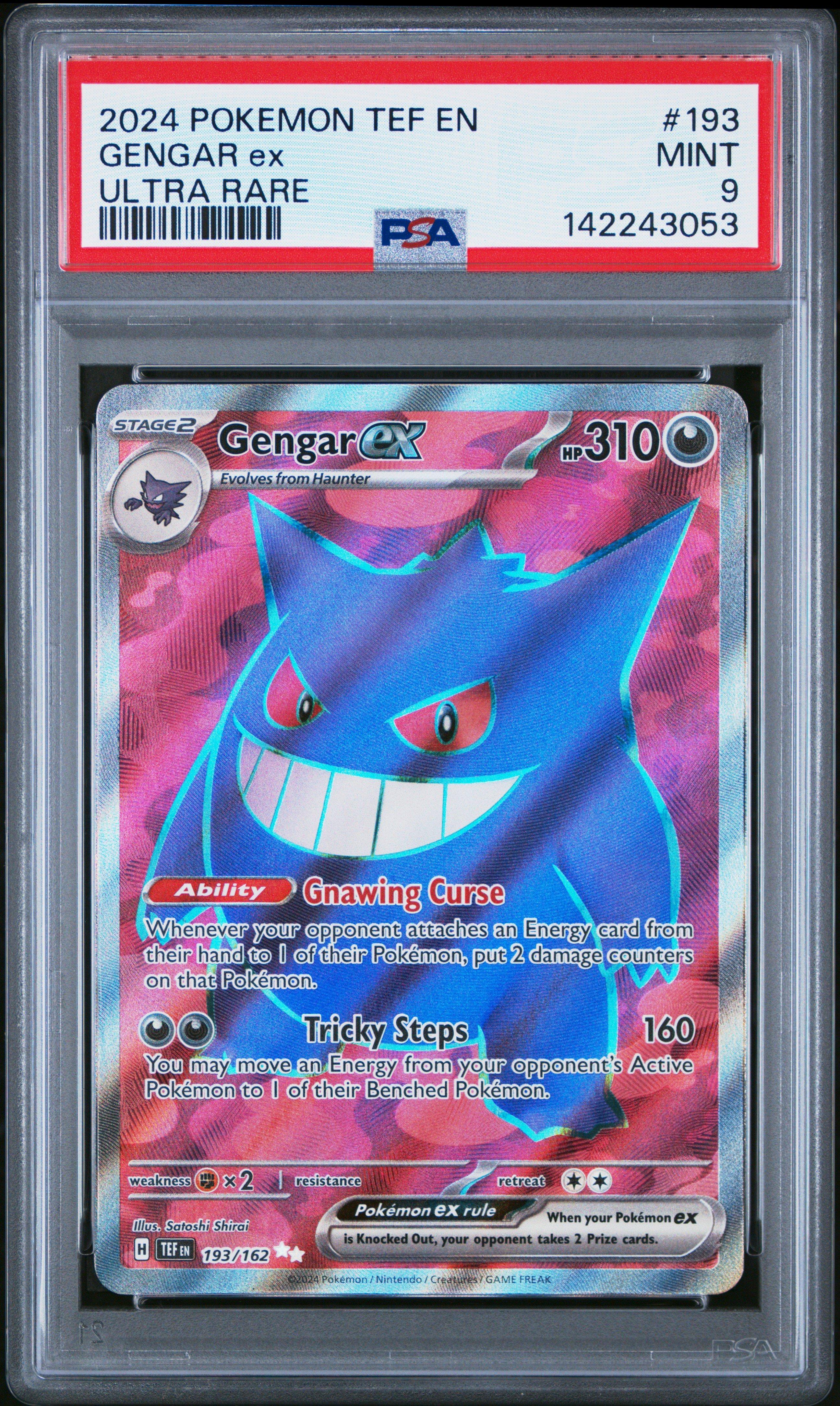 2024 Pokemon Tef En-temporal Forces 193 Gengar Ex Ultra Rare PSA 9