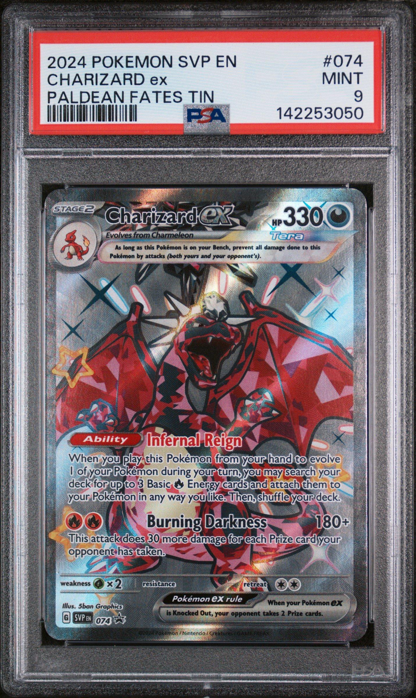 2024 Pokemon Svp En-sv Black Star Promo 074 Charizard Ex Paldean Fates Tin  PSA 9 Graded Card | GameStop