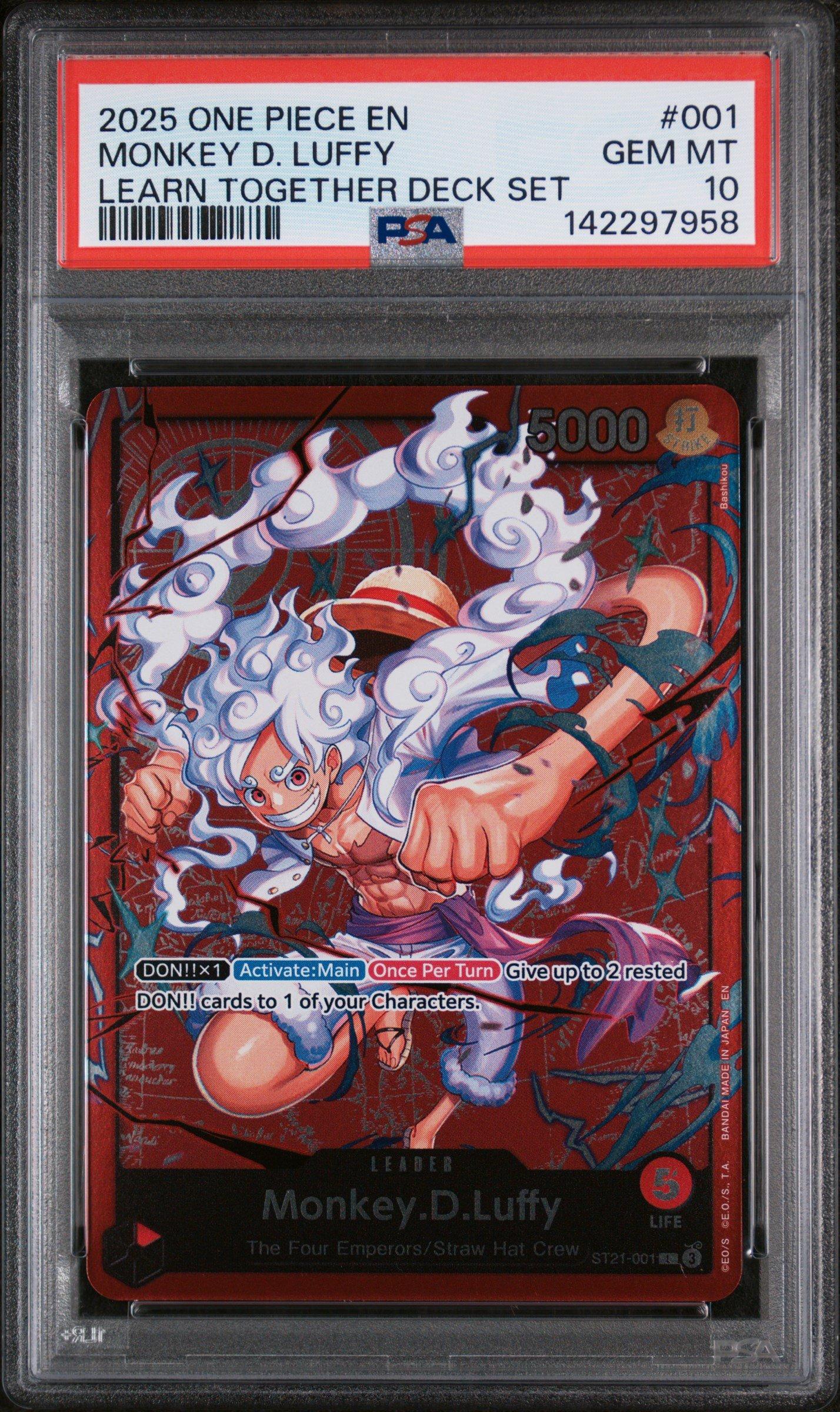 2025 One Piece Learn Together Deck Set 001 Monkey D. Luffy PSA 10