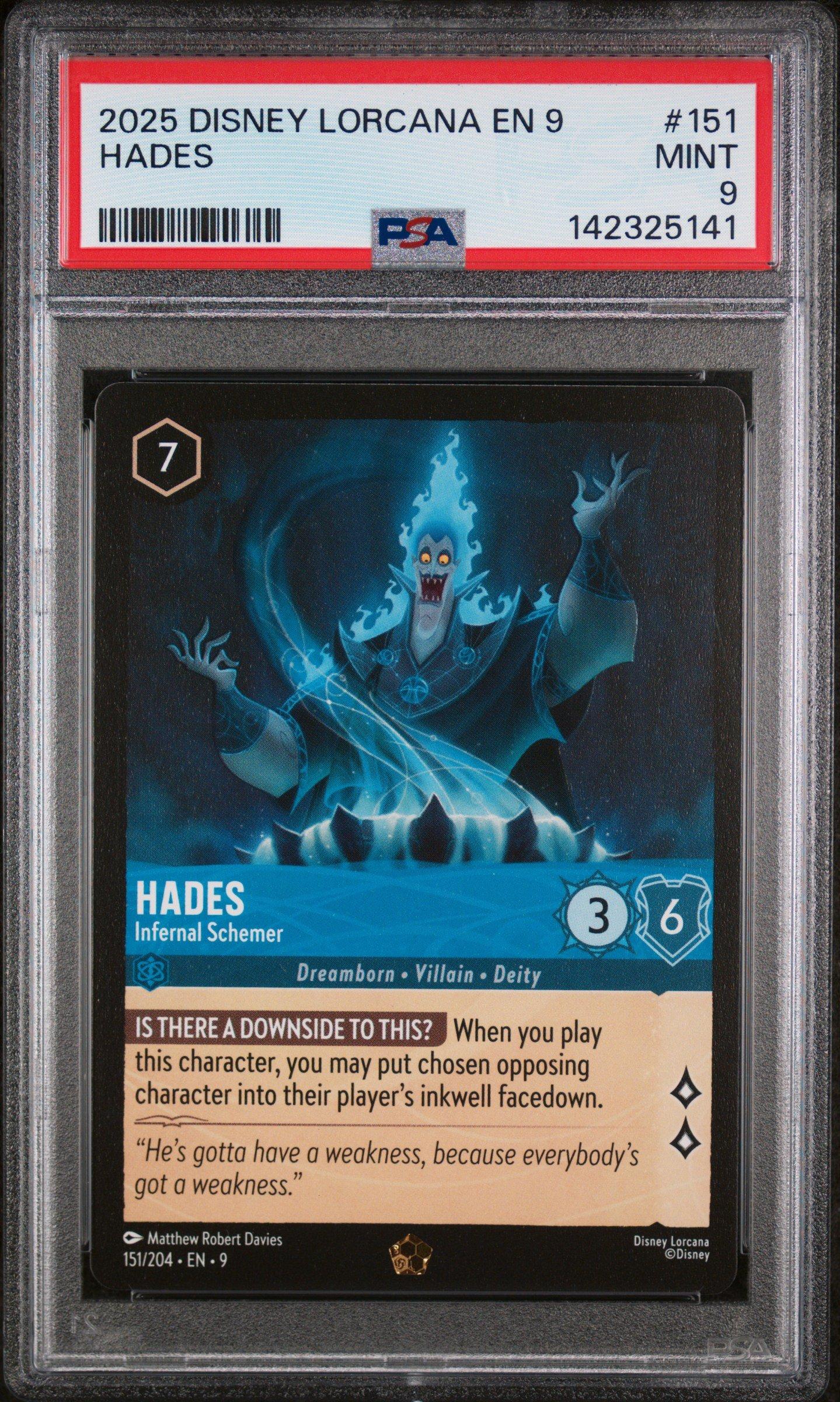 2025 Disney Lorcana En 9-fabled 151 Hades - Infernal Schemer PSA 9