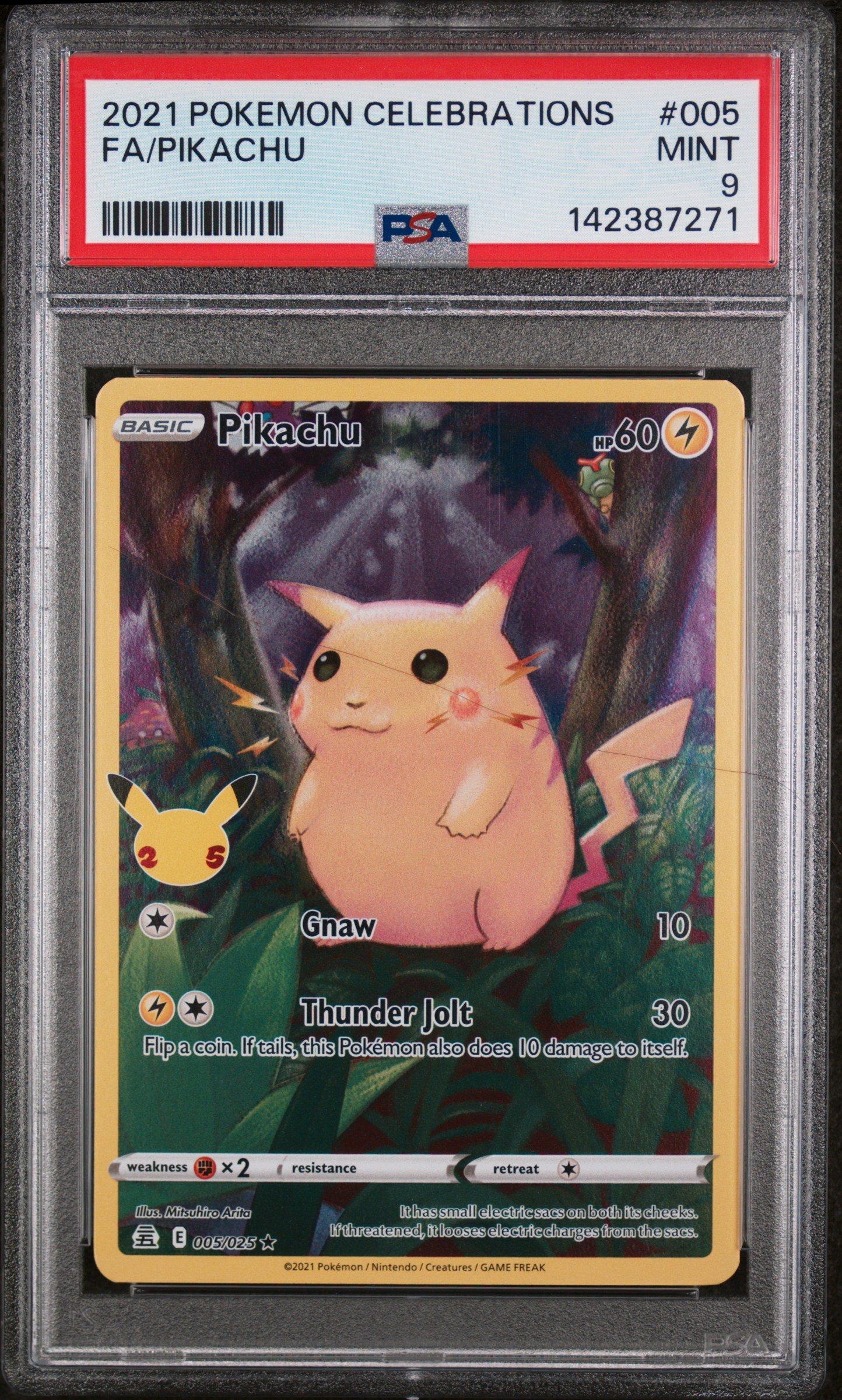 2021 Pokemon Celebrations 005 Full Art/pikachu PSA 9 Graded Card