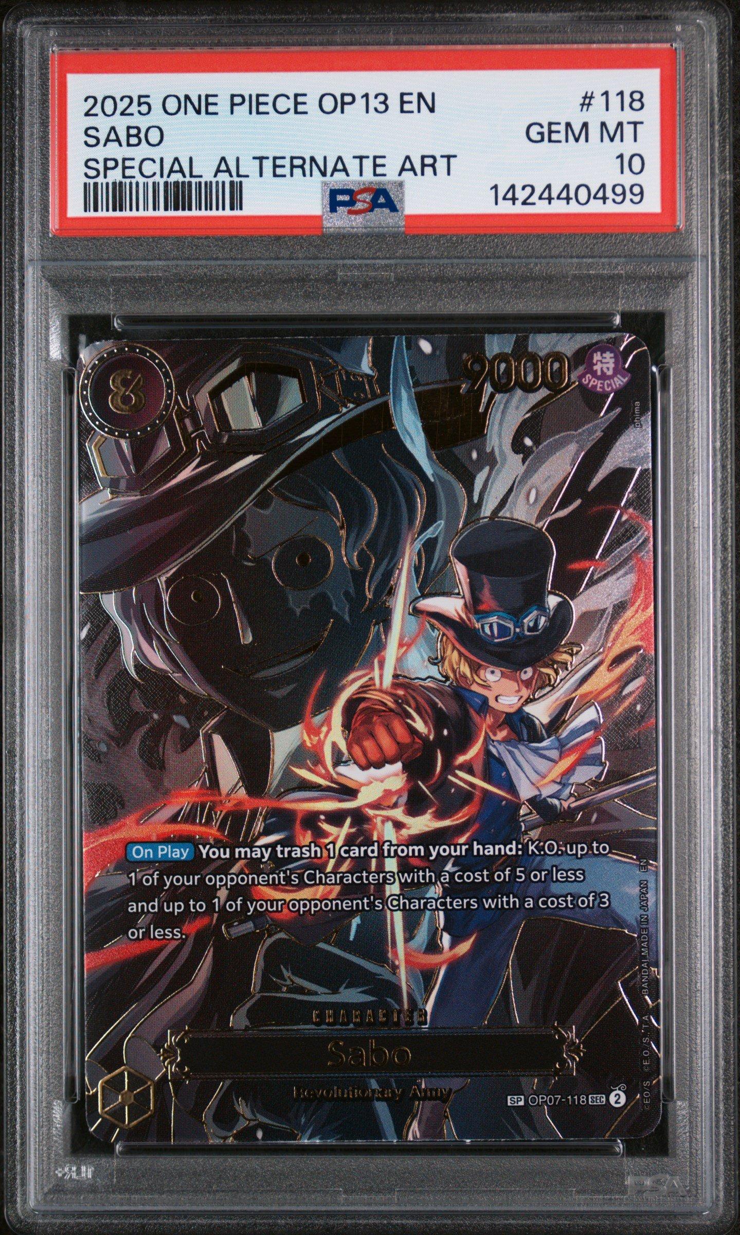 2025 One Piece Op13-carrying On His Will 118 Sabo Special Alternate Art PSA 10