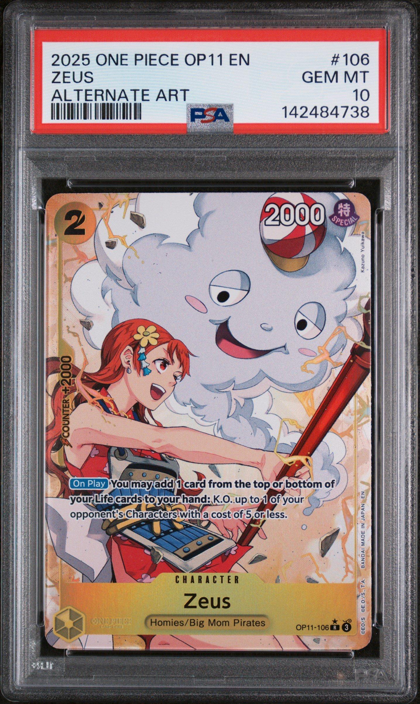 2025 One Piece Op11-a Fist Of Divine Speed 106 Zeus Alternate Art