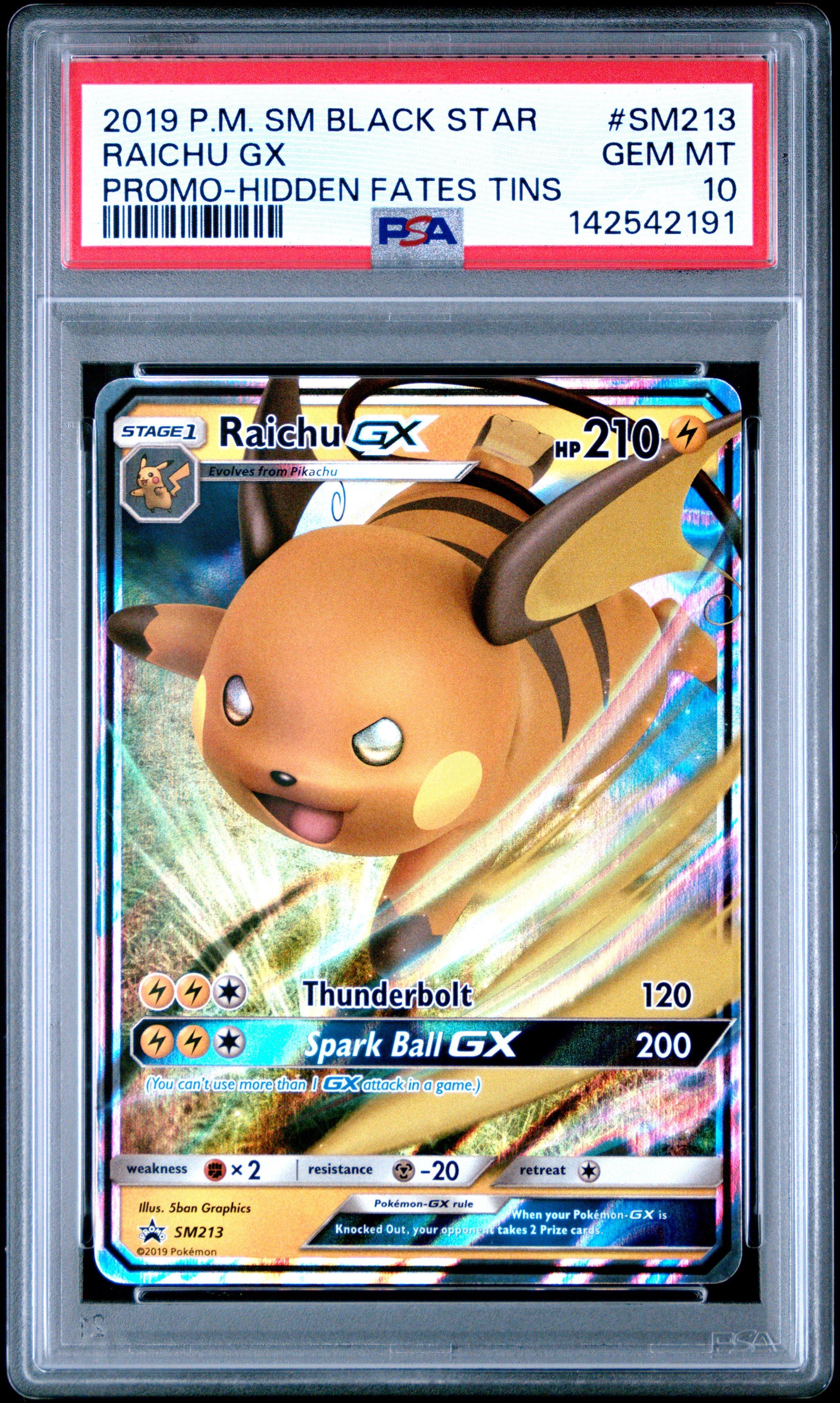 2019 Pokemon Sm Black Star Promo Sm213 Raichu Gx Hidden Fates Tins