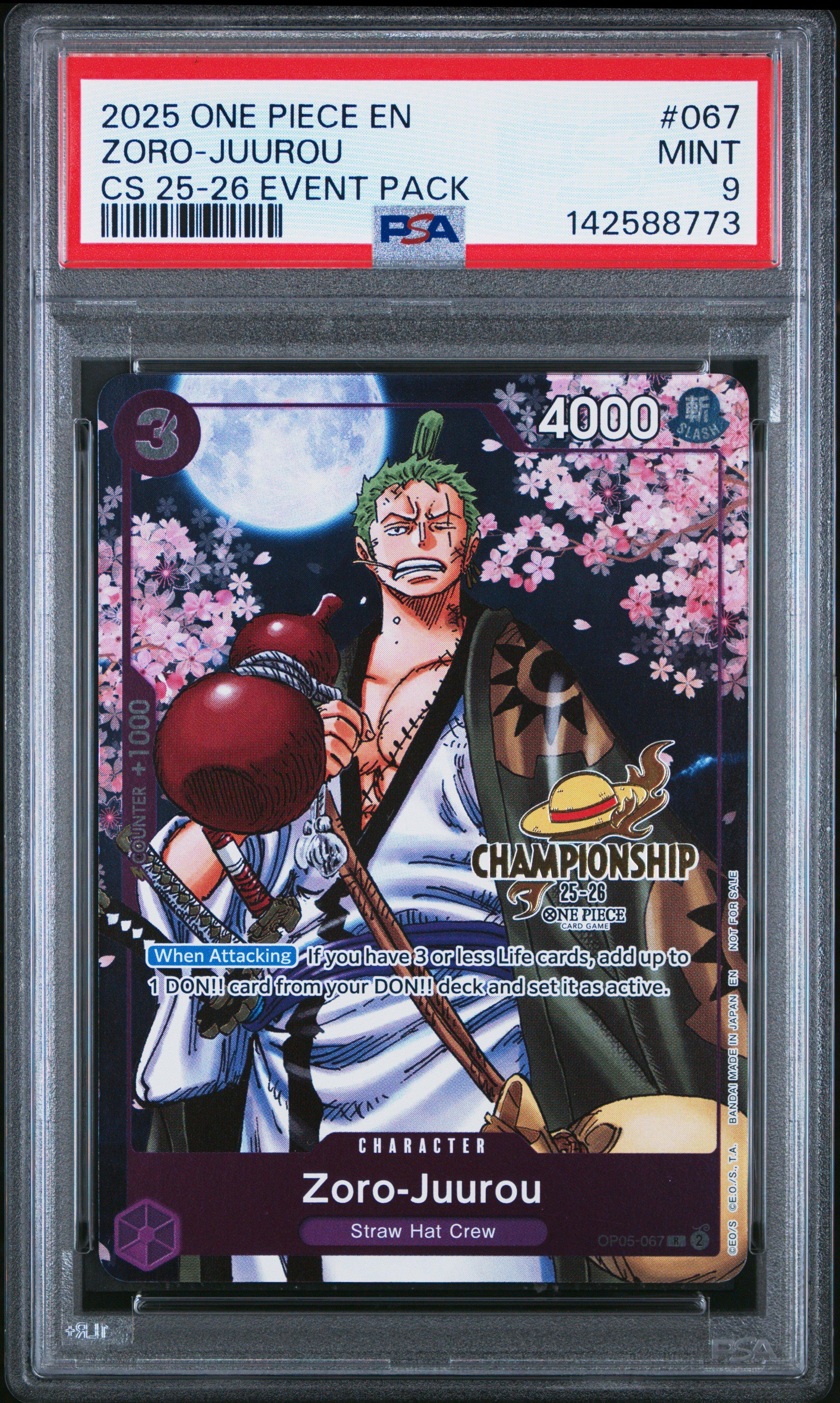 2025 One Piece Championship 2025-26 Event Pack 067 Zoro-juurou PSA
