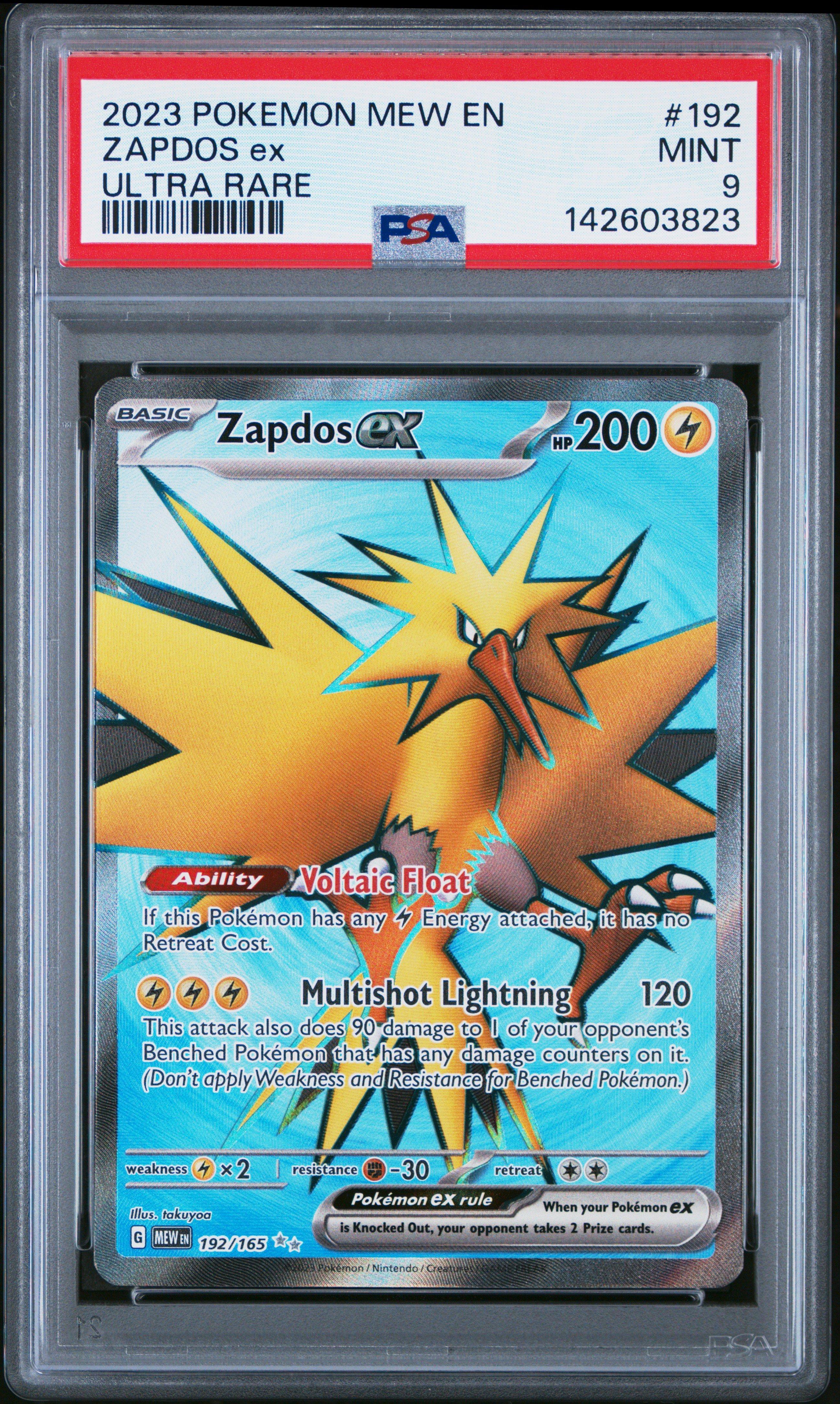 2023 Pokemon Mew En-151 192 Zapdos Ex Ultra Rare PSA 9 Graded Card