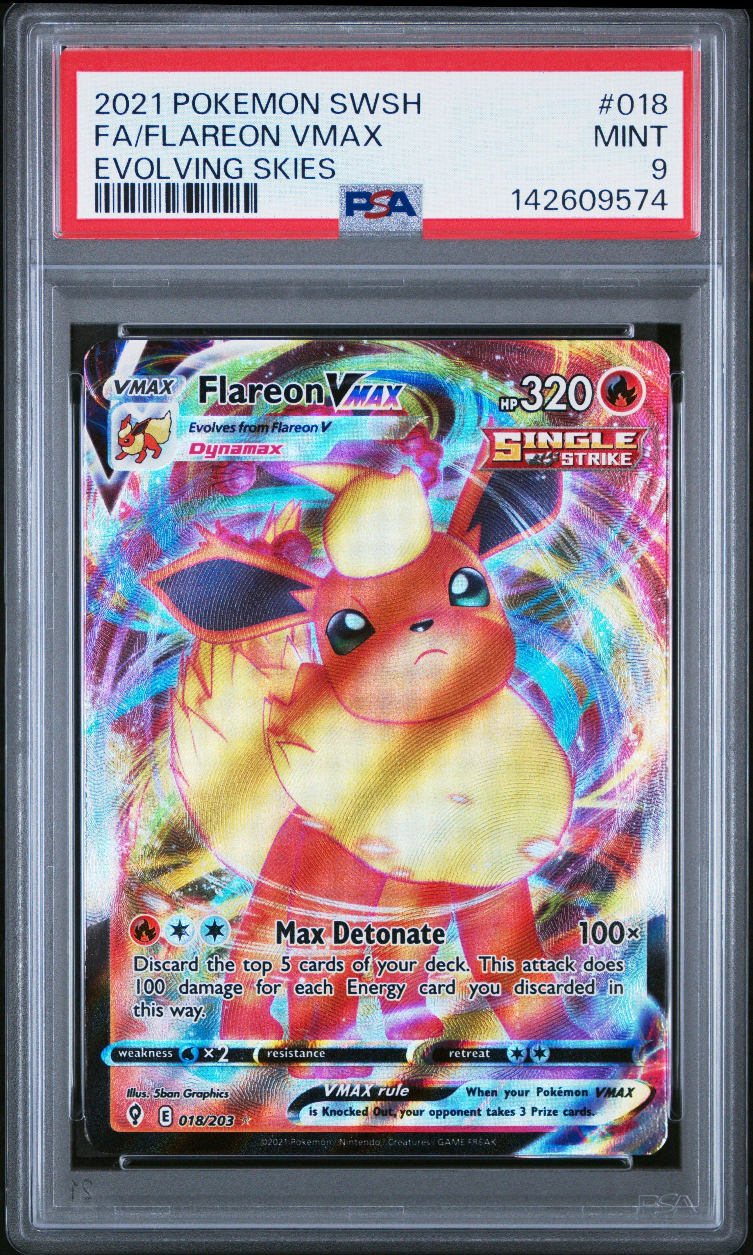 2021 Pokemon Sword & Shield Evolving Skies 018 Full Art/flareon