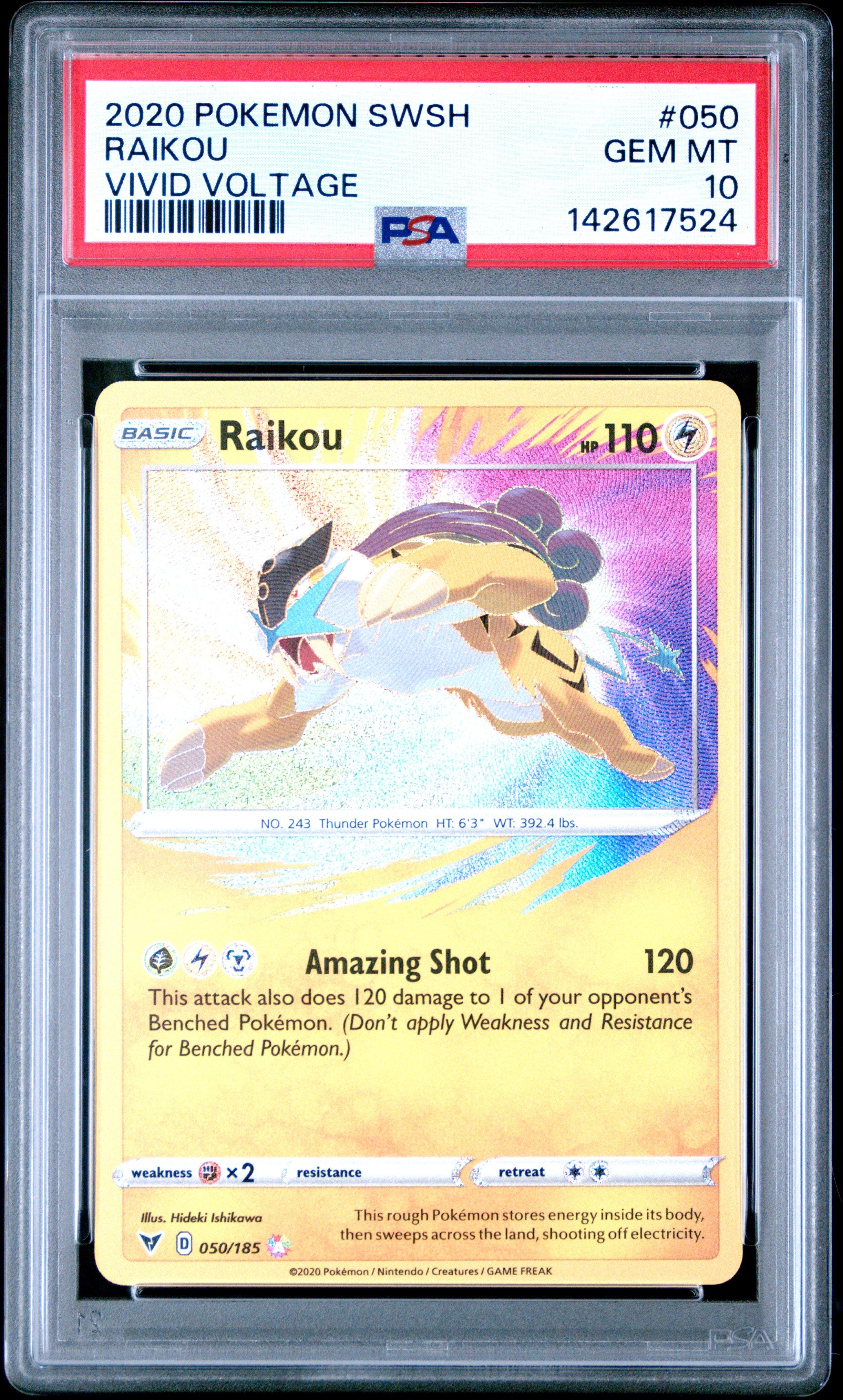 2020 Pokemon Sword & Shield Vivid Voltage 050 Raikou PSA 10 Graded