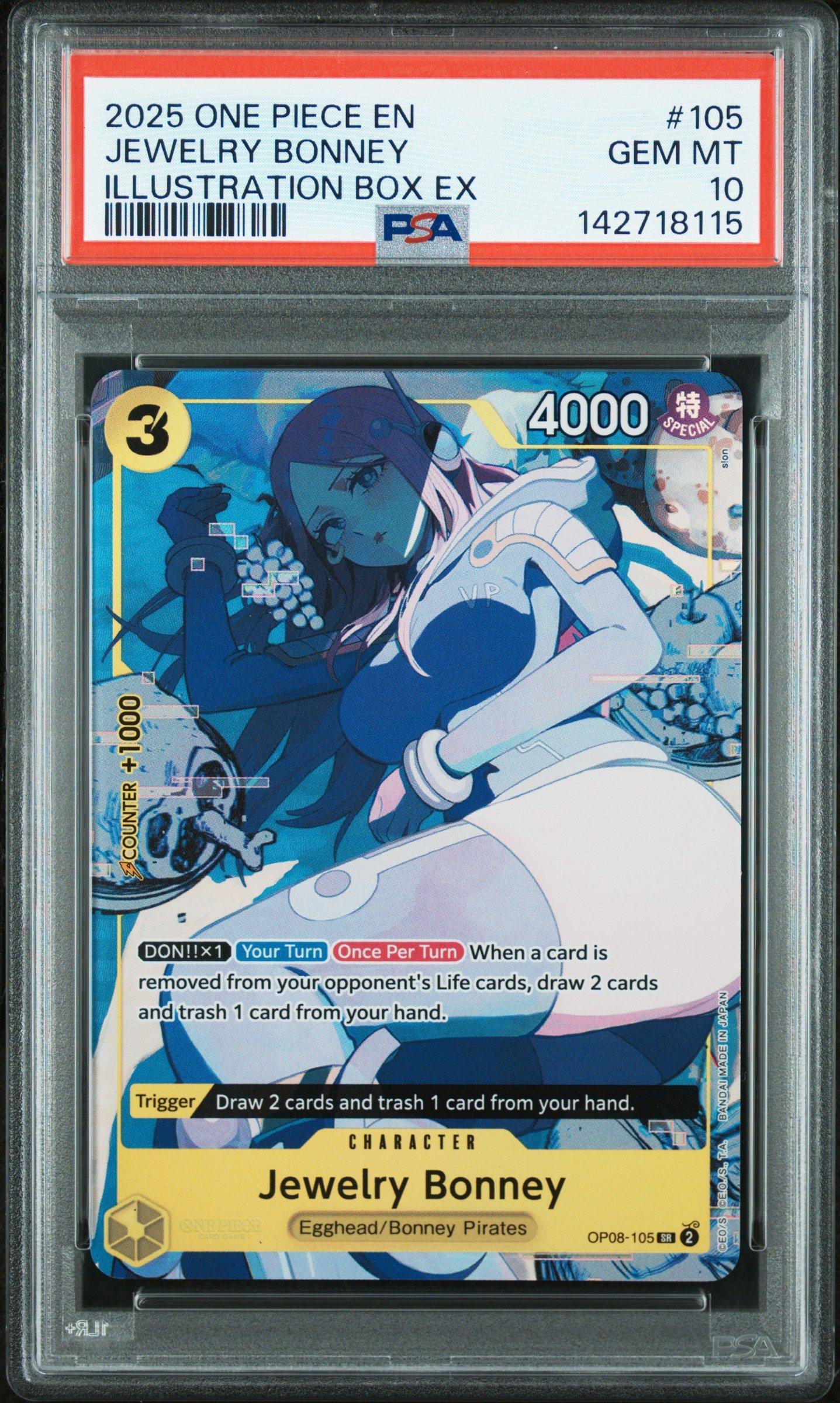 2025 One Piece Promos 105 Jewelry Bonney Illustration Box Ex PSA 10