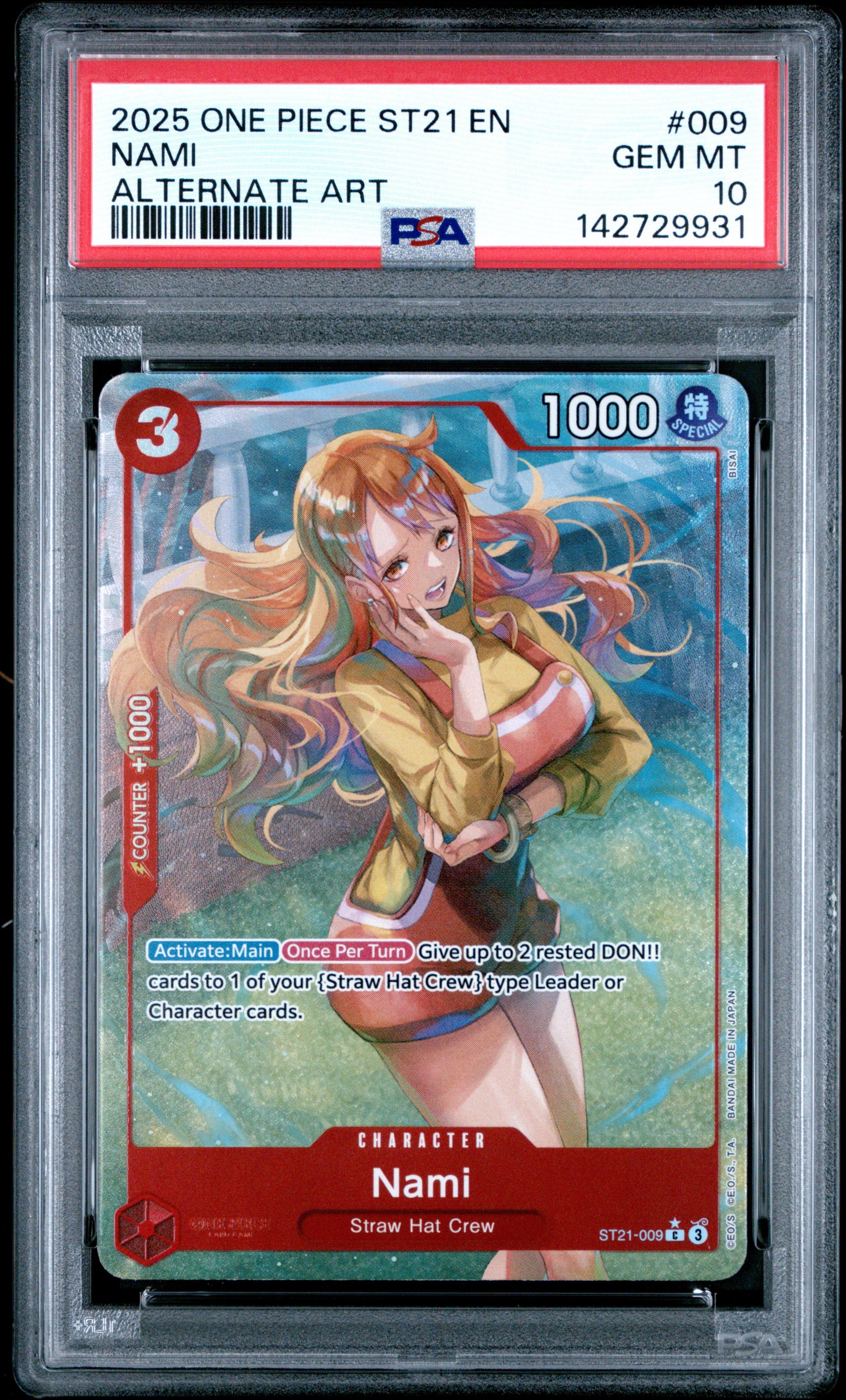 2025 ONE PIECE シリアルナミ PSA9 2025 One Piece Starter Deck St21-ex Gear 5 009 Nami Alternate Art