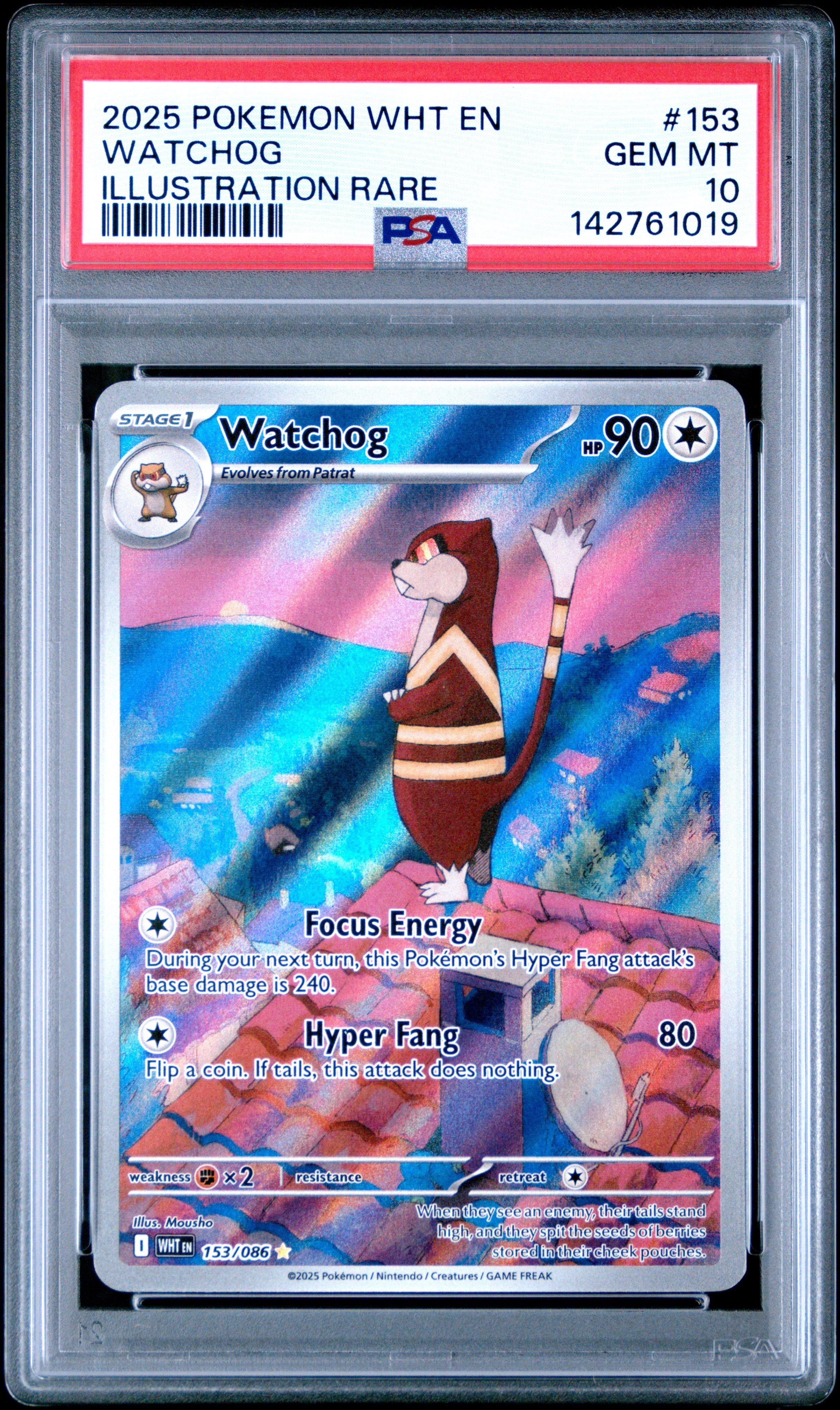 2025 Pokemon Wht En-white Flare 153 Watchog Illustration Rare PSA