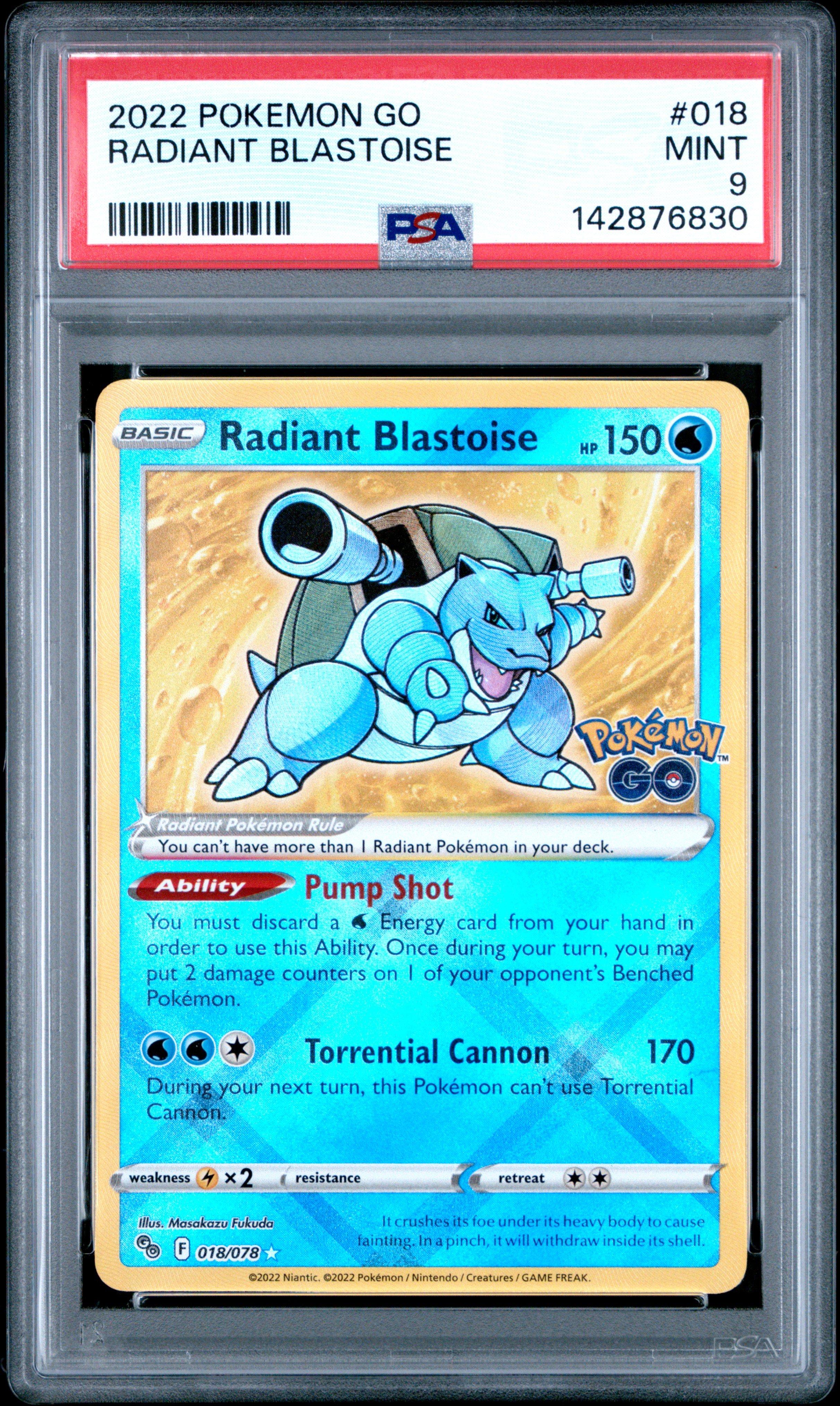PSA10　かがやくカメックス　018　RADIANT BLASTOISE 2022 Pokemon Go 018 Radiant Blastoise PSA 9 Graded Card | GameStop