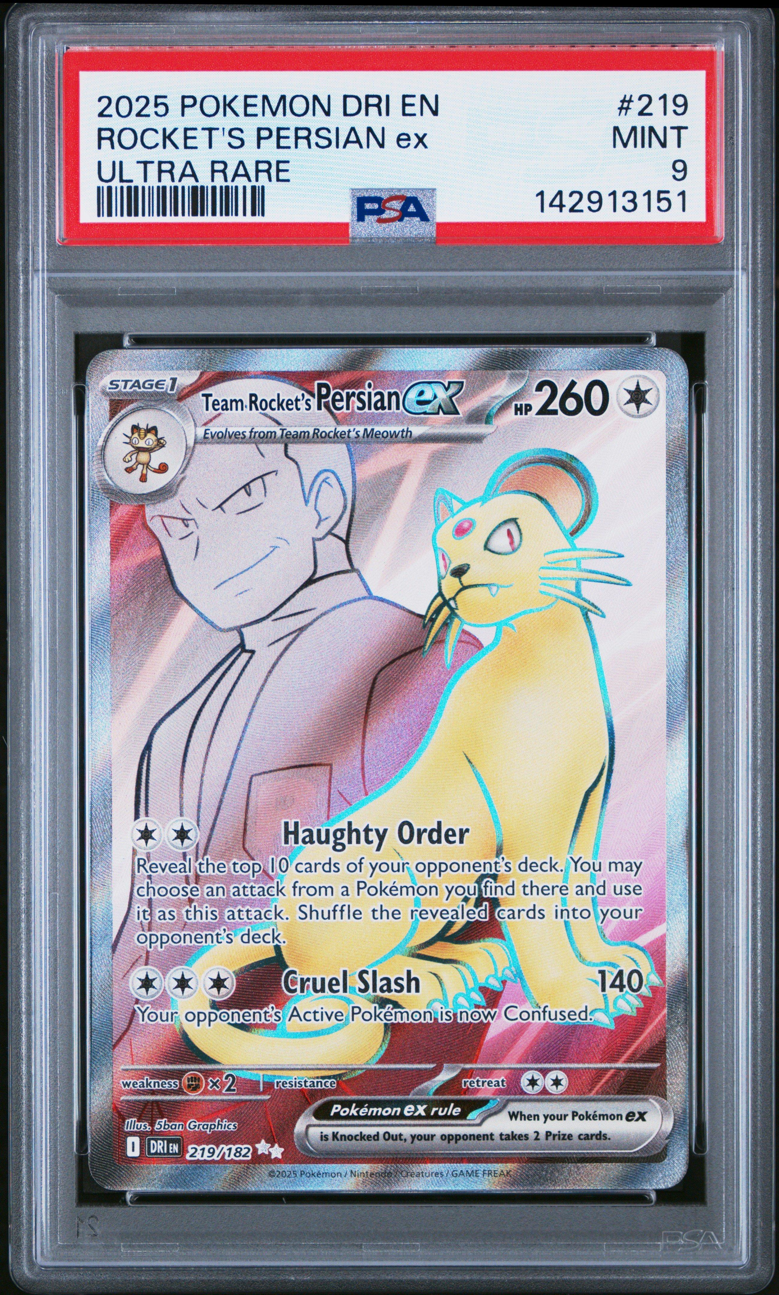 2025 Pokemon Dri En-destined Rivals 219 Team Rocket's Persian Ex