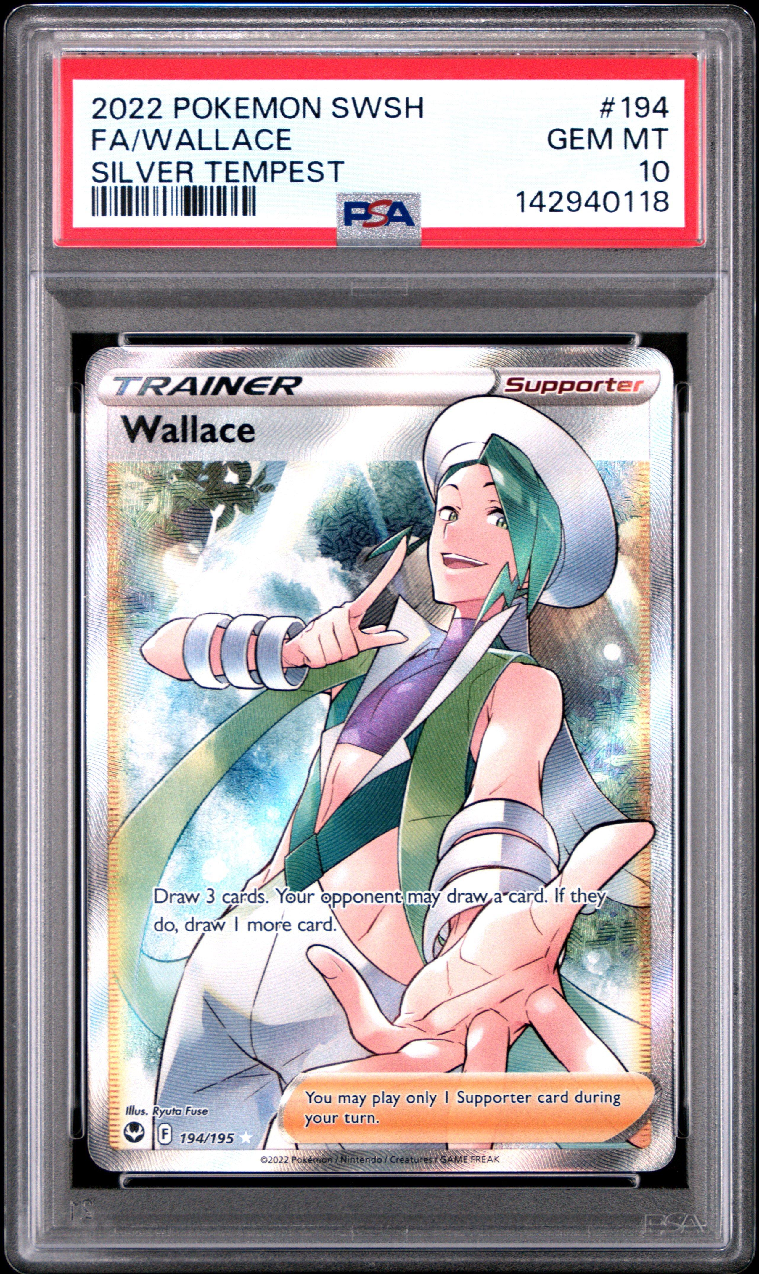 2022 Pokemon Sword & Shield Silver Tempest 194 Full Art/wallace PSA 10