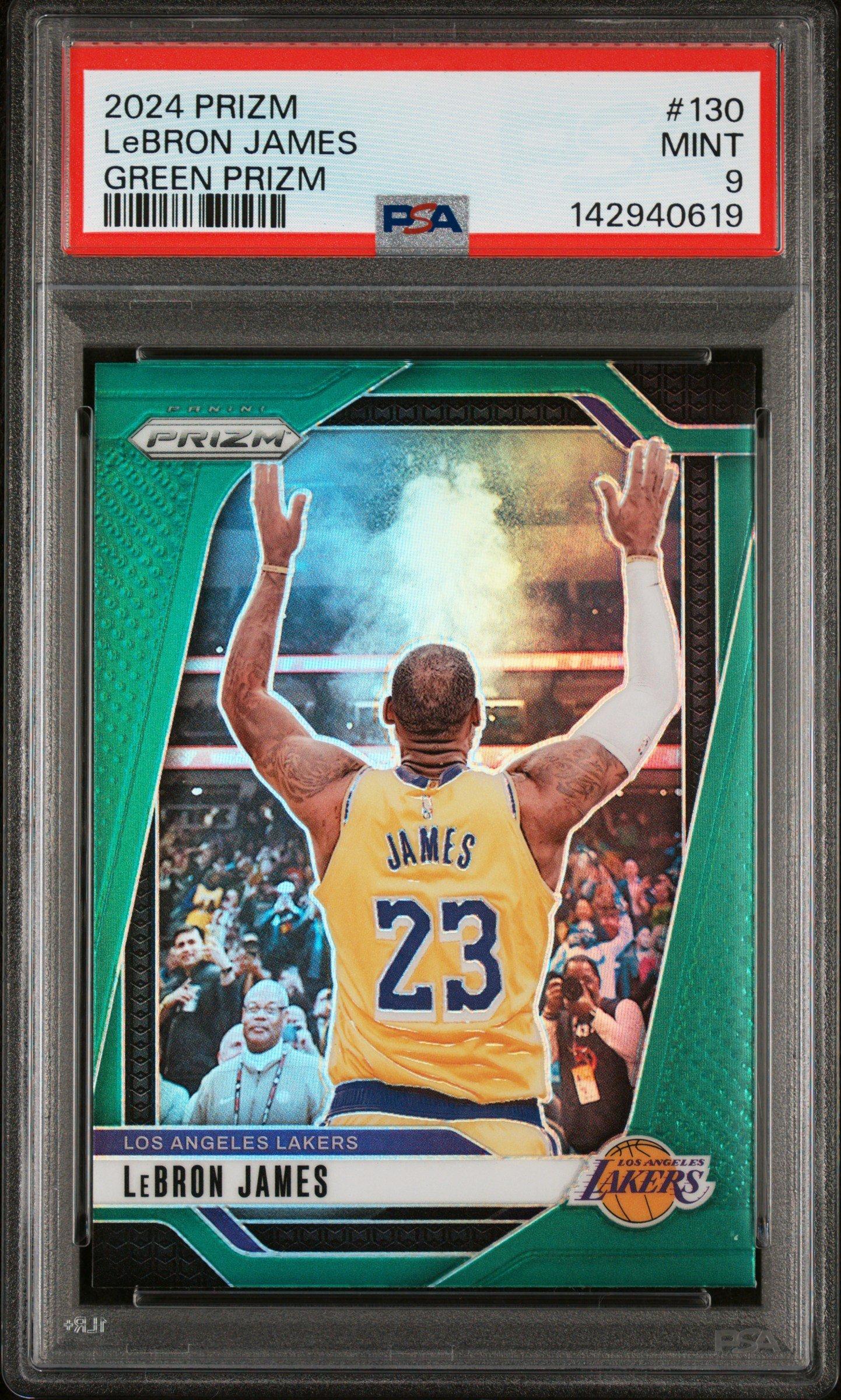 2024 Panini Prizm 130 Lebron James Green Prizm PSA 9 Graded Card