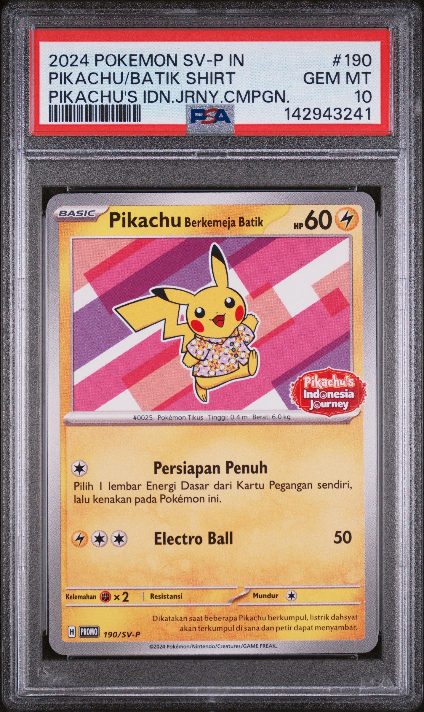 2024 Pokemon Indonesian Sv-p Promo 190 Pikachu In Batik Shirt
