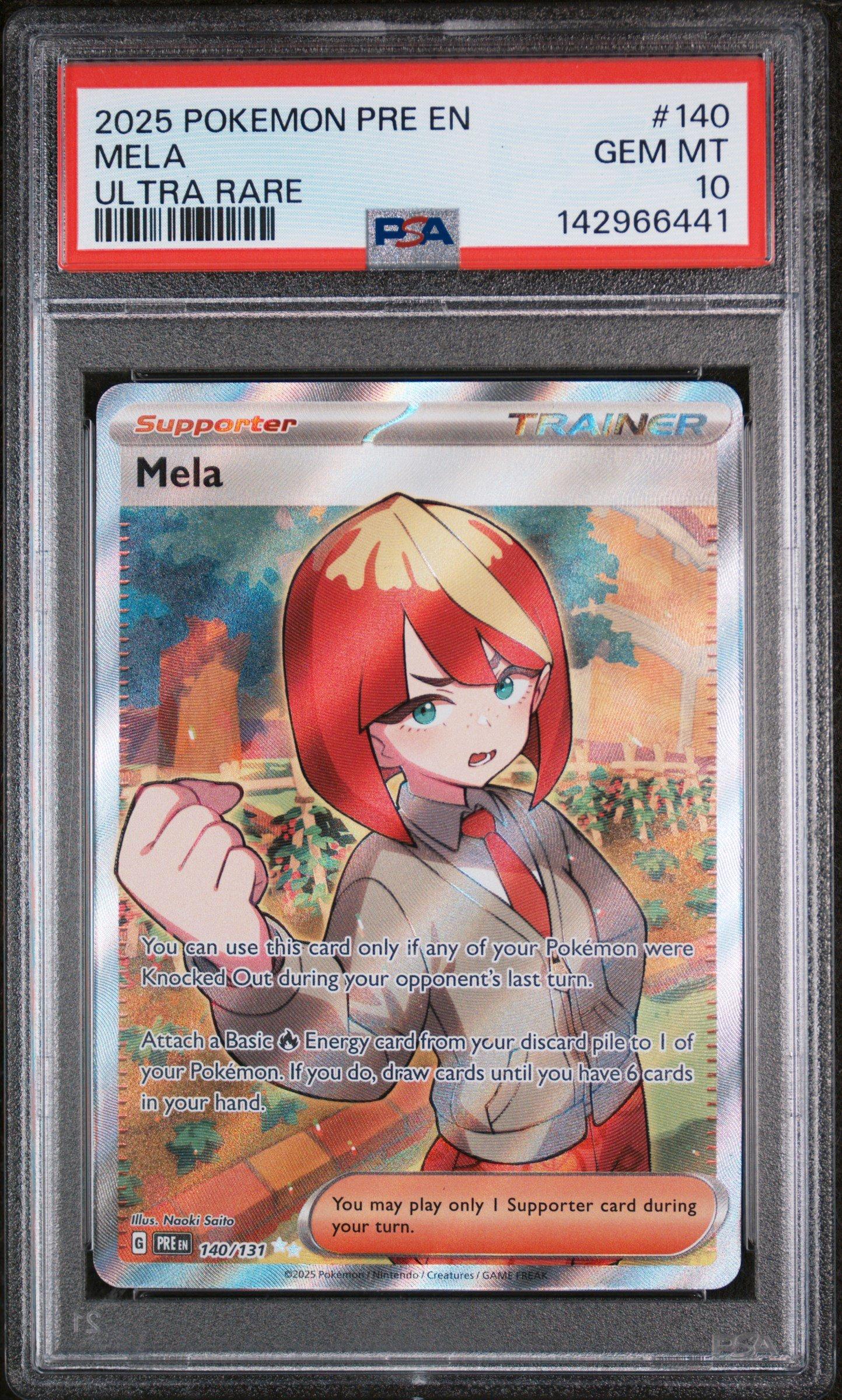 2025 Pokemon Pre En-prismatic Evolutions 140 Mela Ultra Rare PSA 10