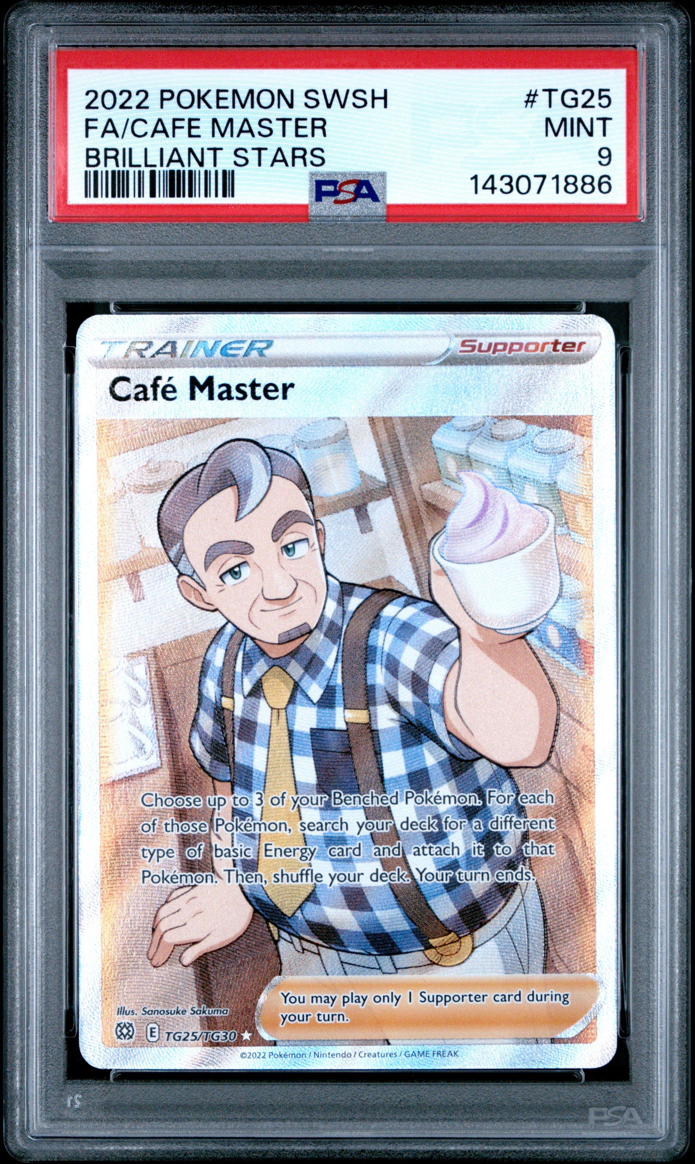 cafe master pokemon card full art 2022 Pokemon Sword & Shield Brilliant Stars Tg25 Full Art/cafe Master PSA 9