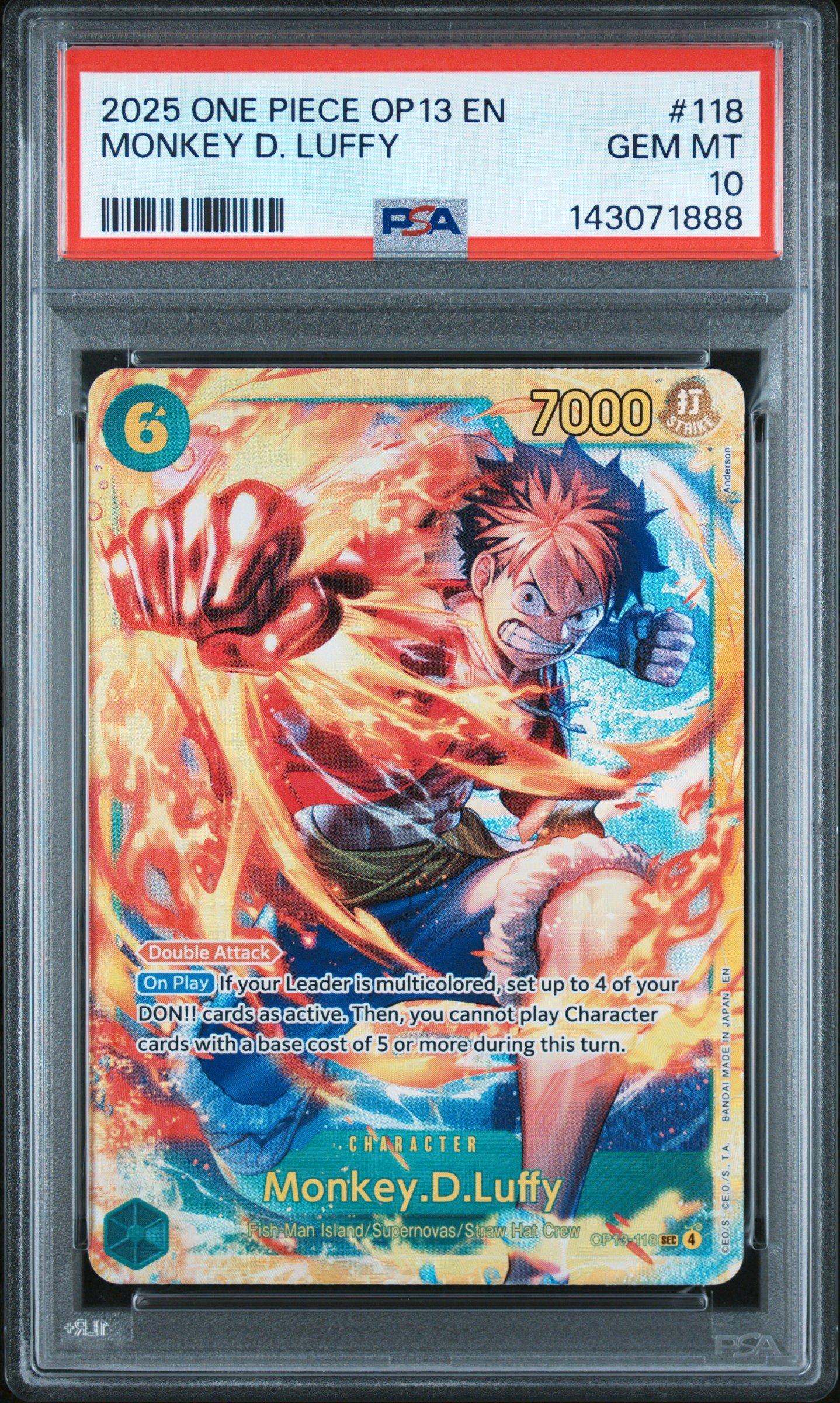 2025 One Piece Op13-carrying On His Will 118 Monkey D. Luffy PSA