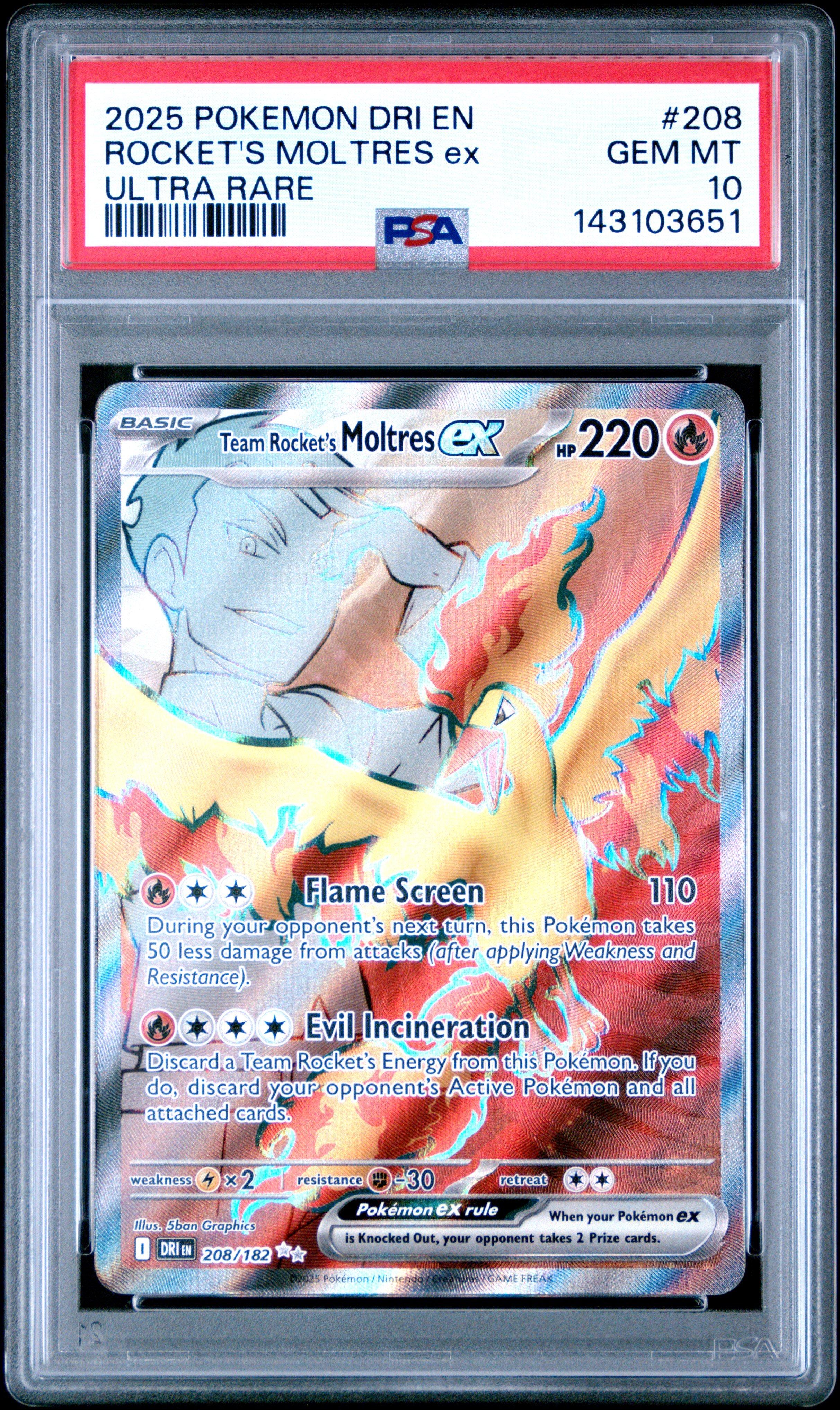 2025 Pokemon Dri En-destined Rivals 208 Team Rocket's Moltres Ex