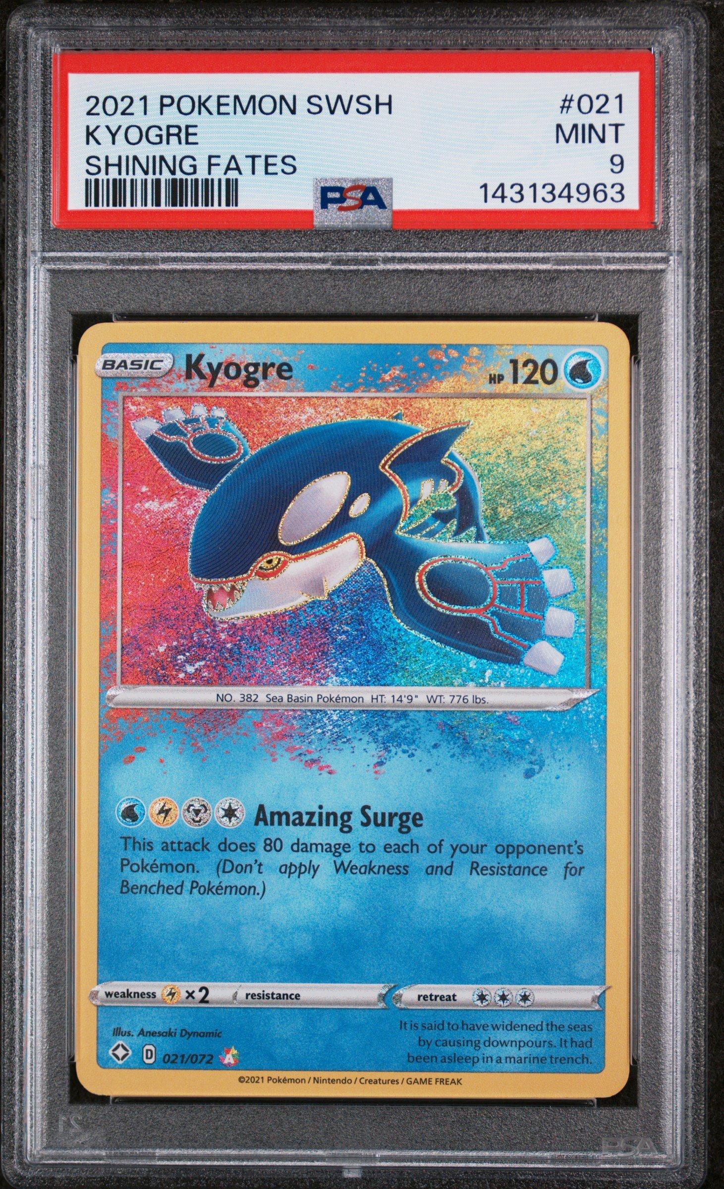 2021 Pokemon Sword & Shield Shining Fates 021 Kyogre PSA 9