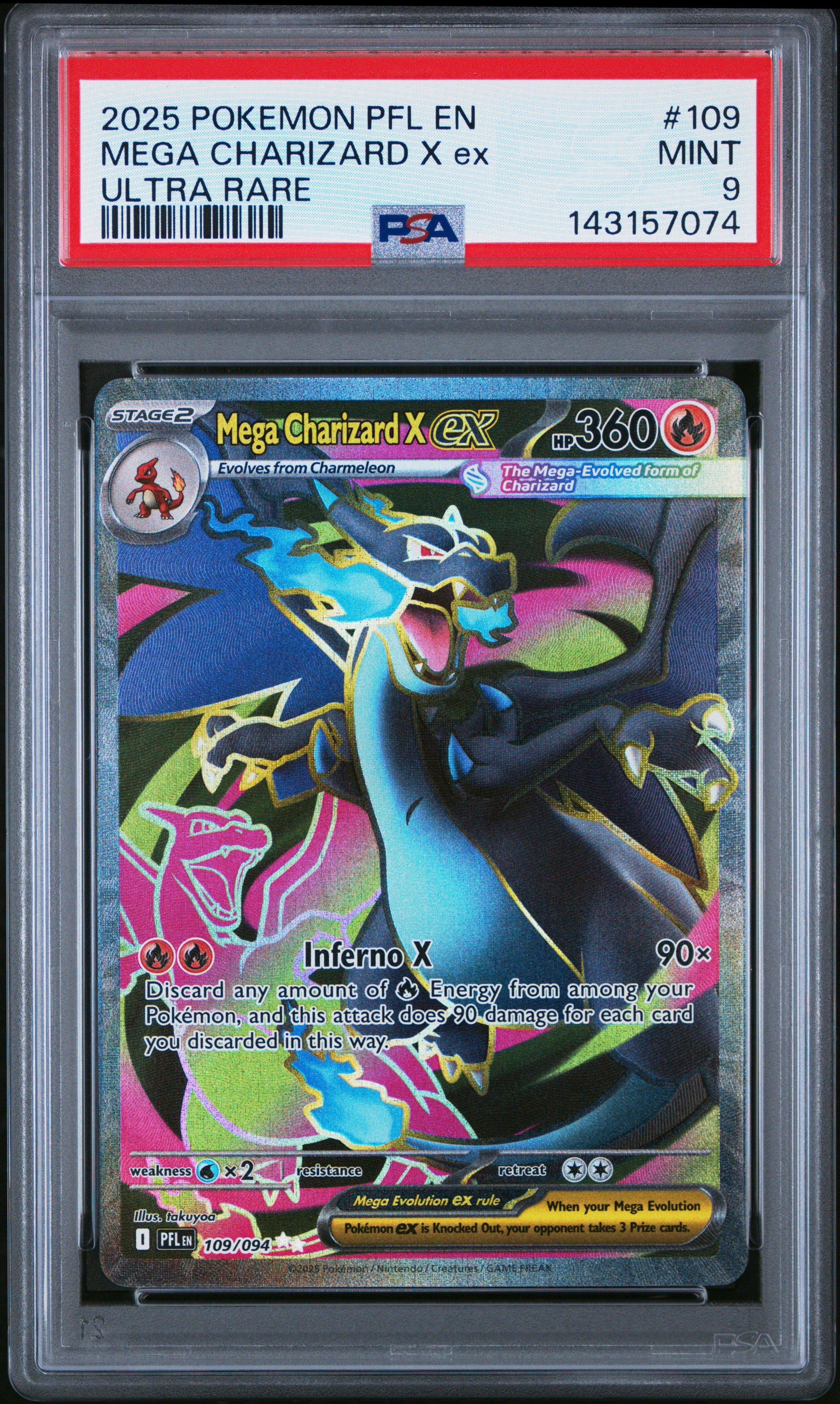 2025 Pokemon Pfl En-phantasmal Flames 109 Mega Charizard X Ex