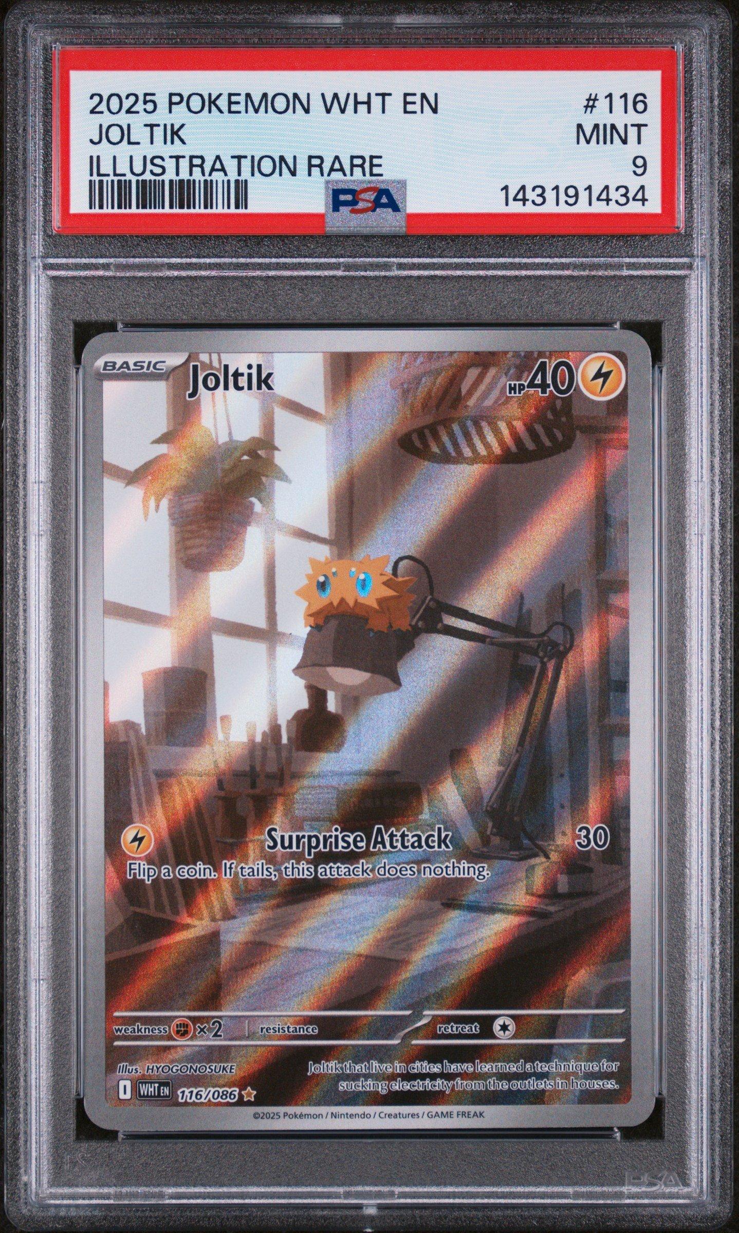pokemon joltik card 2025 Wht En-white Flare 116 Illustration Rare PSA 9 Graded [Grass] N's Joltik pokemon card New