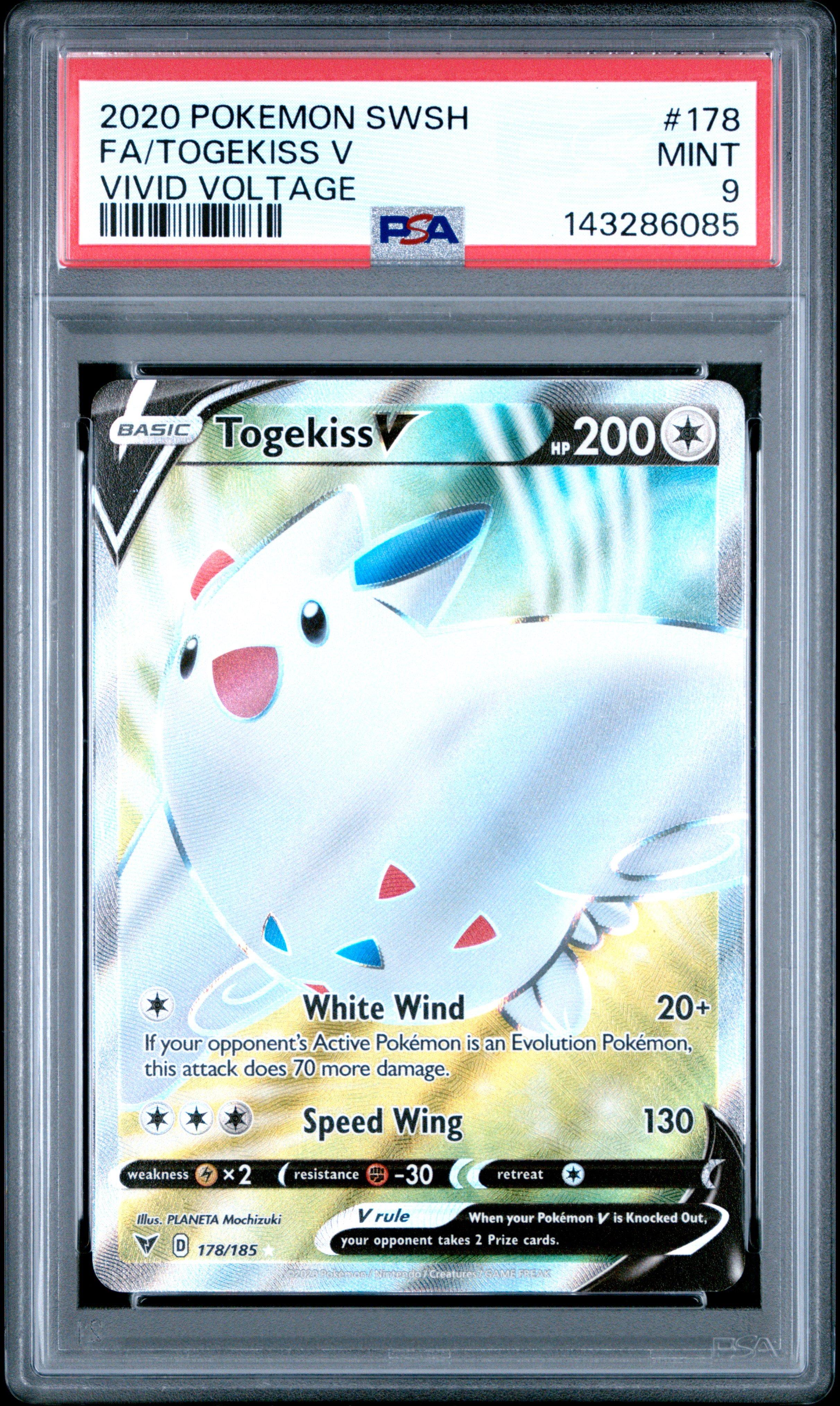 togekiss v pokemon card value 2020 Pokemon Sword & Shield Vivid Voltage 178 Full Art/togekiss V PSA 9