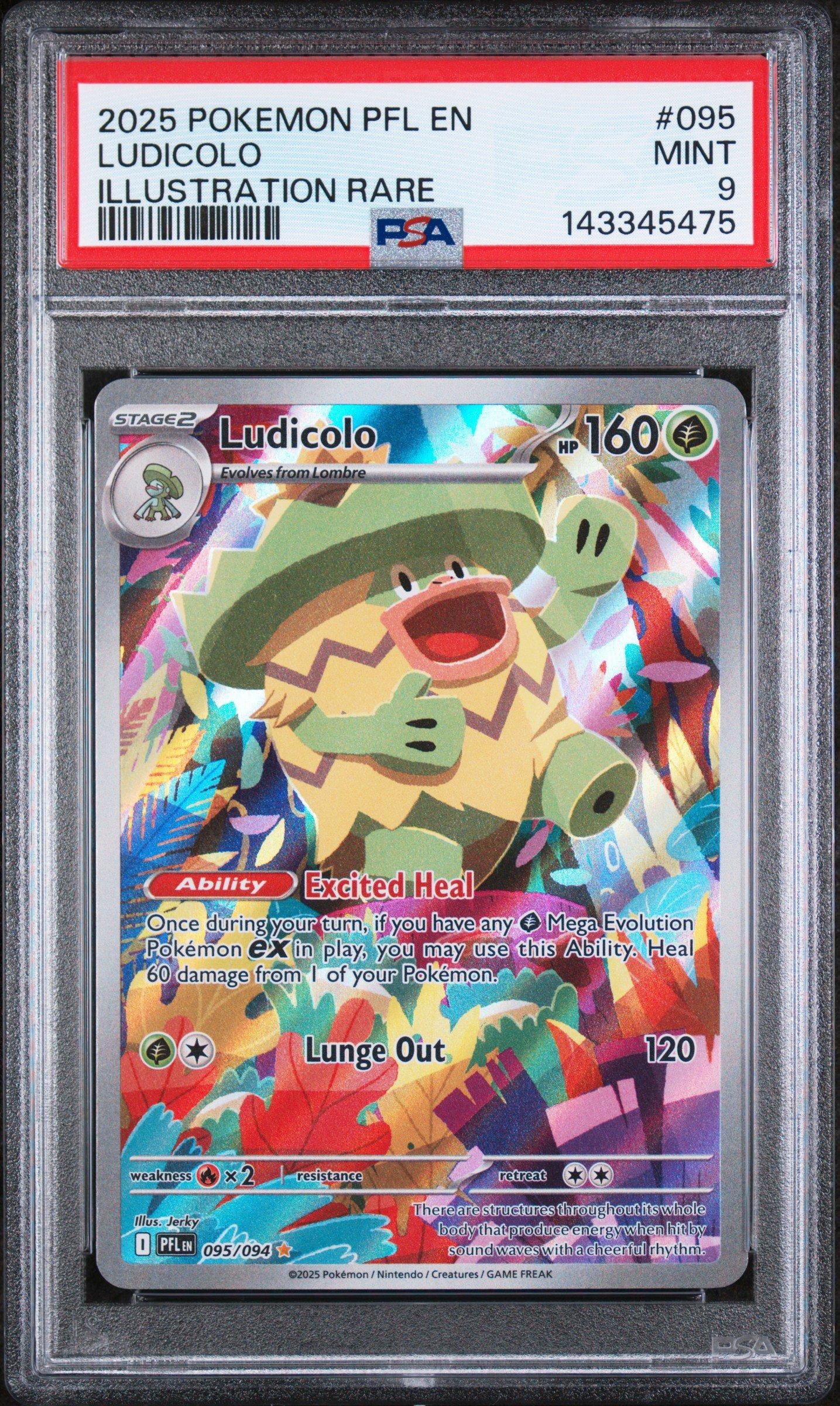2025 Pokemon Pfl En-phantasmal Flames 095 Ludicolo Illustration Rare PSA 9  Graded Card | GameStop