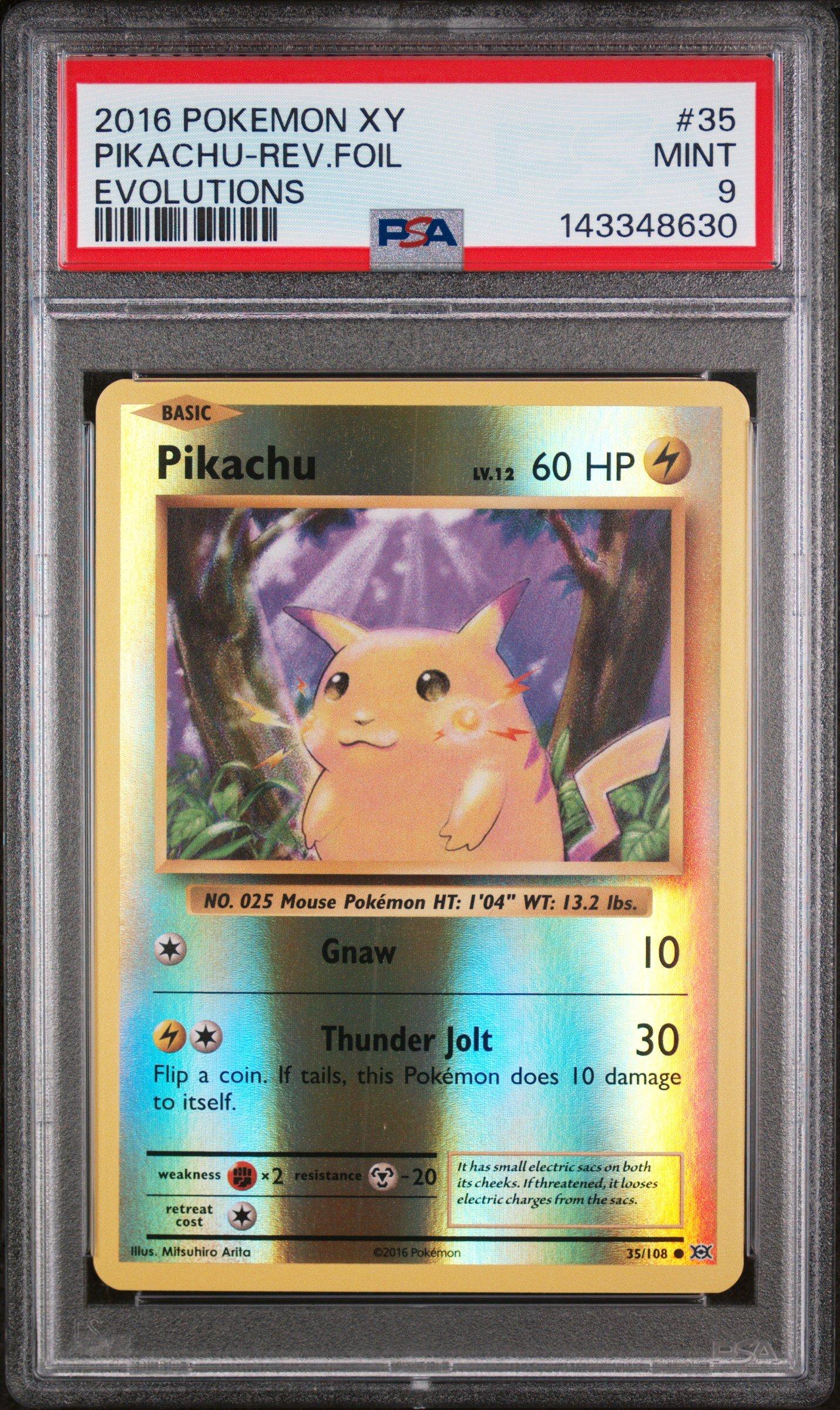 2016 Pokemon Xy Evolutions 35 Pikachu-reverse Foil PSA 9 Graded