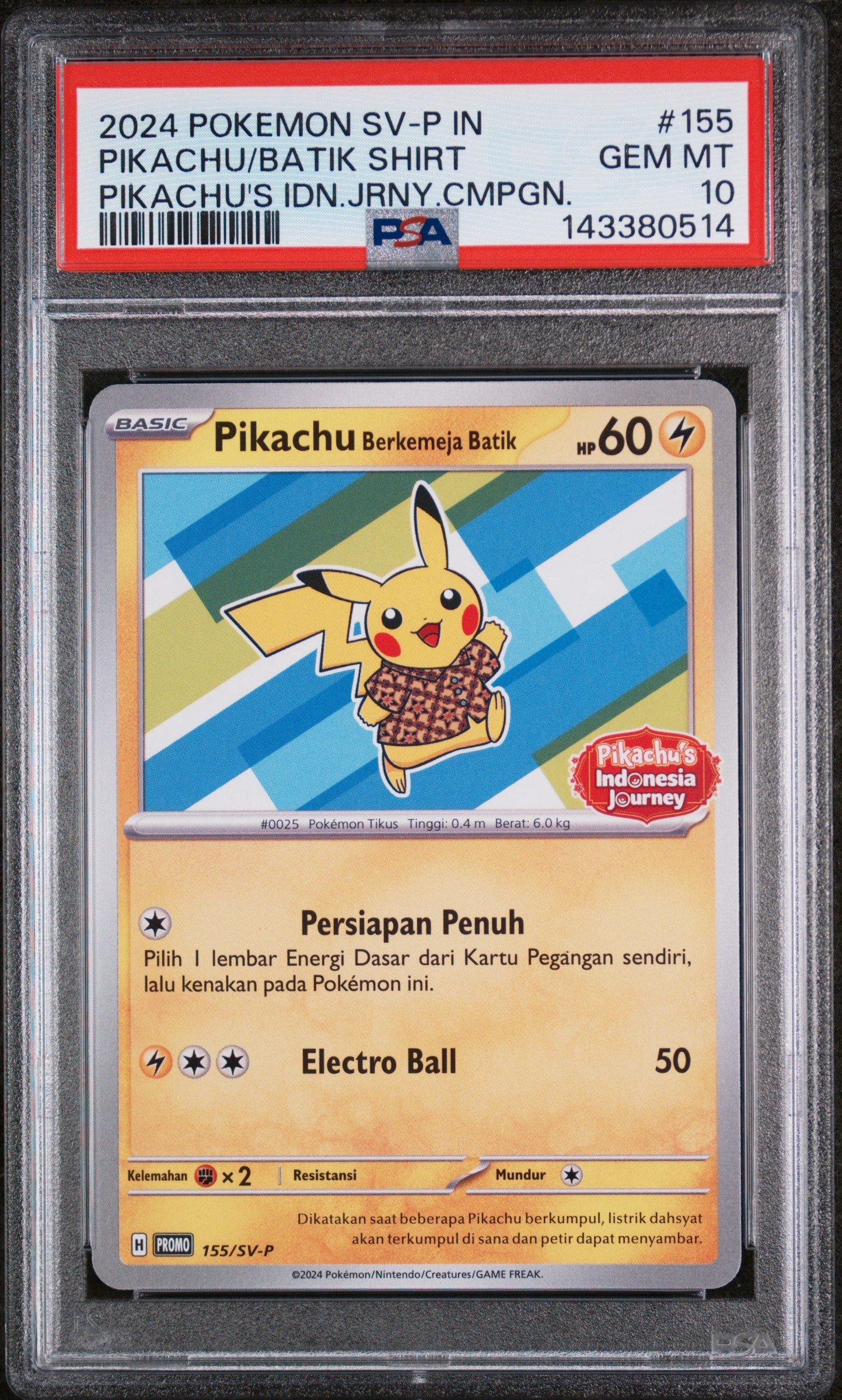 2024 Pokemon Indonesian Sv-p Promo 155 Pikachu In Batik Shirt