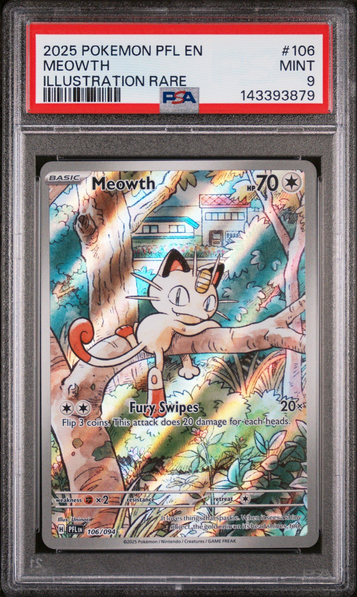 2025 Pokemon Pfl En-phantasmal Flames 106 Meowth Illustration Rare