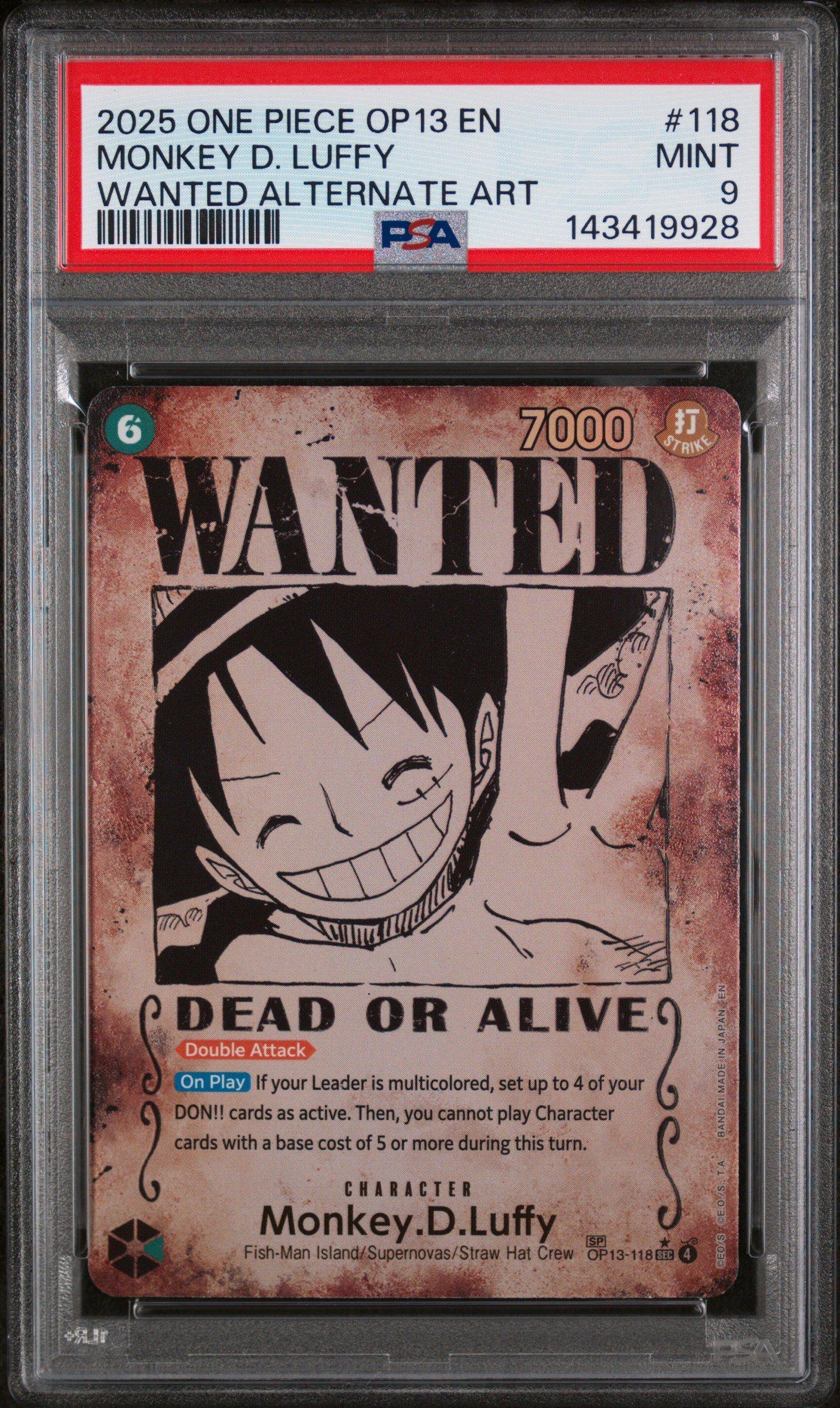 2025 One Piece Op13-carrying On His Will 118 Monkey D. Luffy