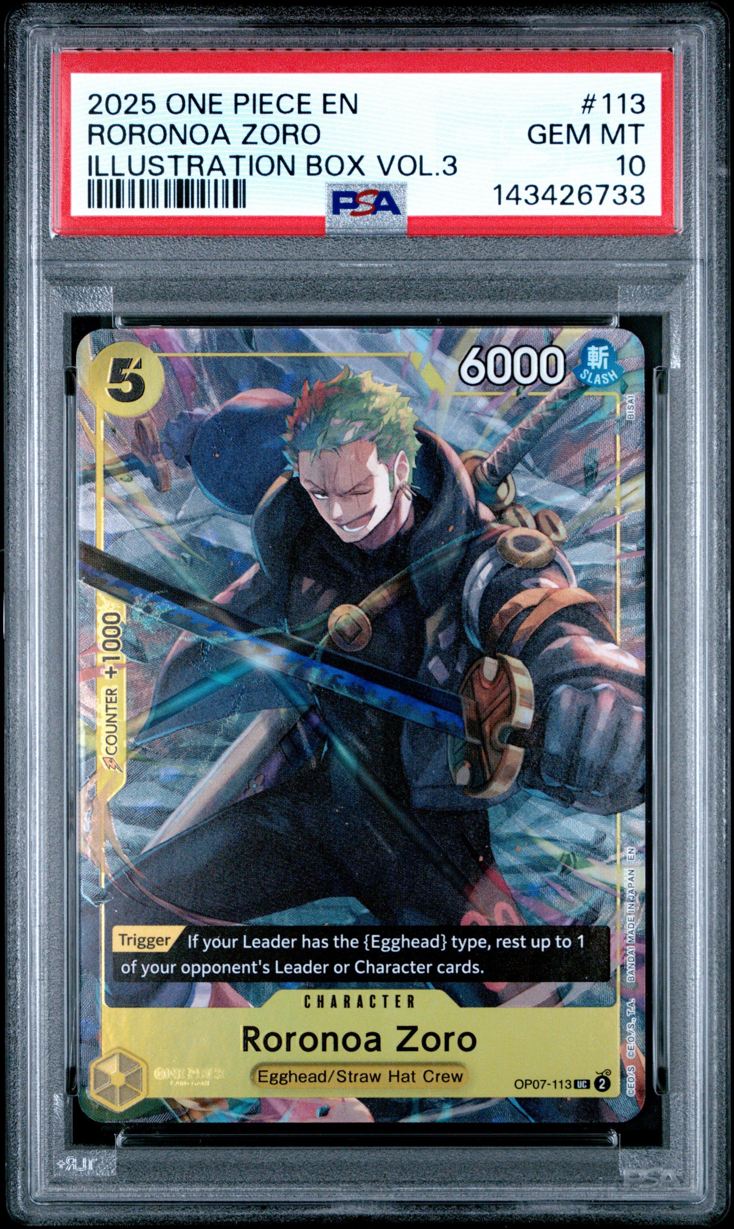 2025 One Piece Promos 113 Roronoa Zoro Illustration Box Vol.3 PSA