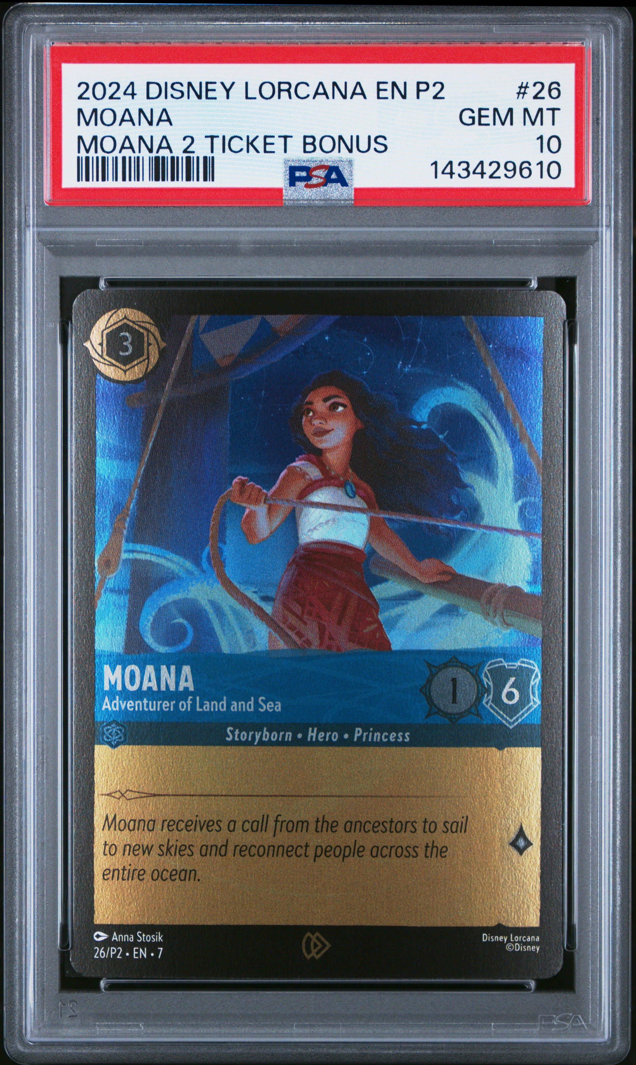 つ*じ様 PSA10 Disney Lorcana モアナ プロモ 2024 2024 Disney Lorcana En P2-promo 26 Moana - Adventurer Of Land And