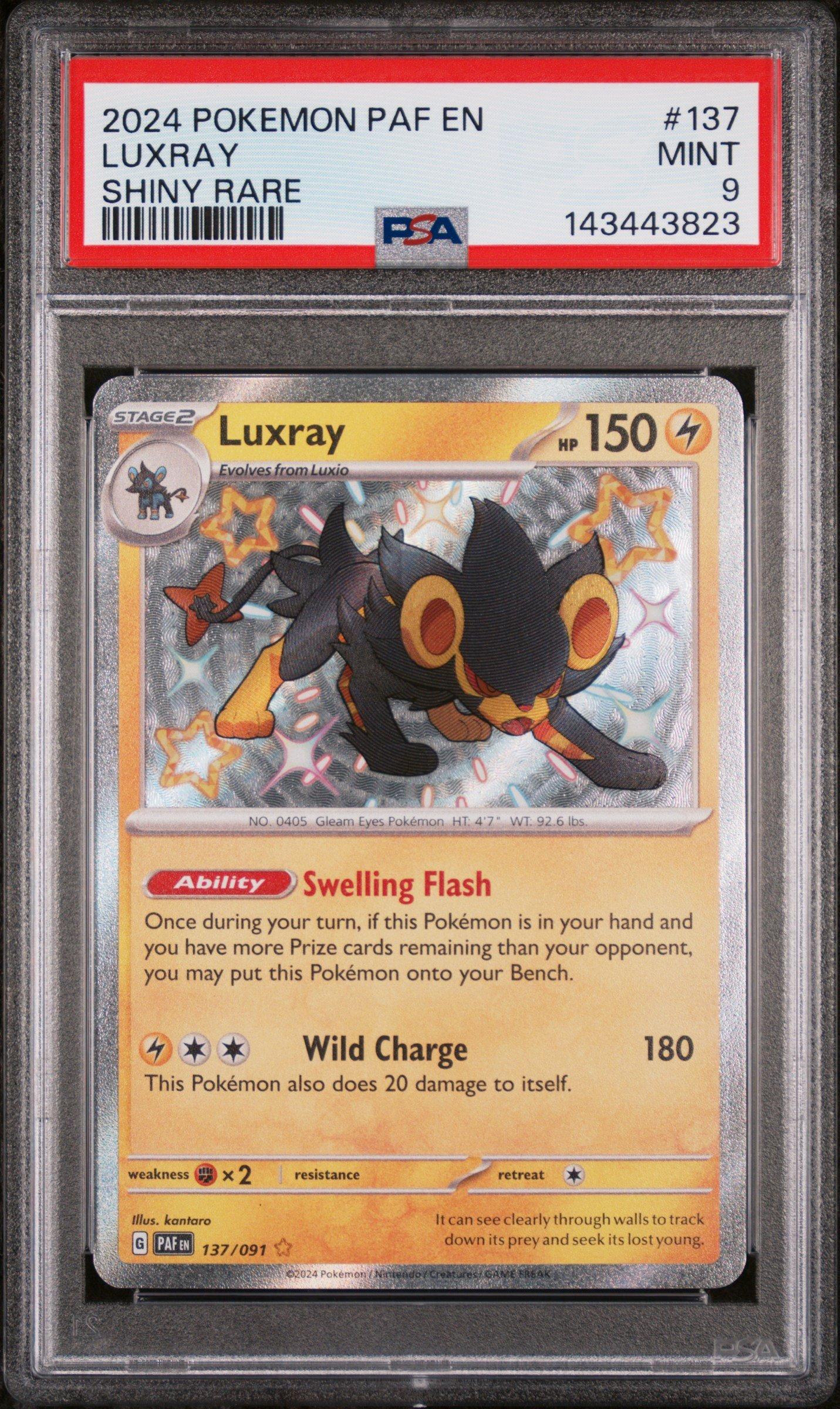 shiny luxray pokemon card 2024 Pokemon Paf En-paldean Fates 137 Luxray Shiny Rare PSA 9