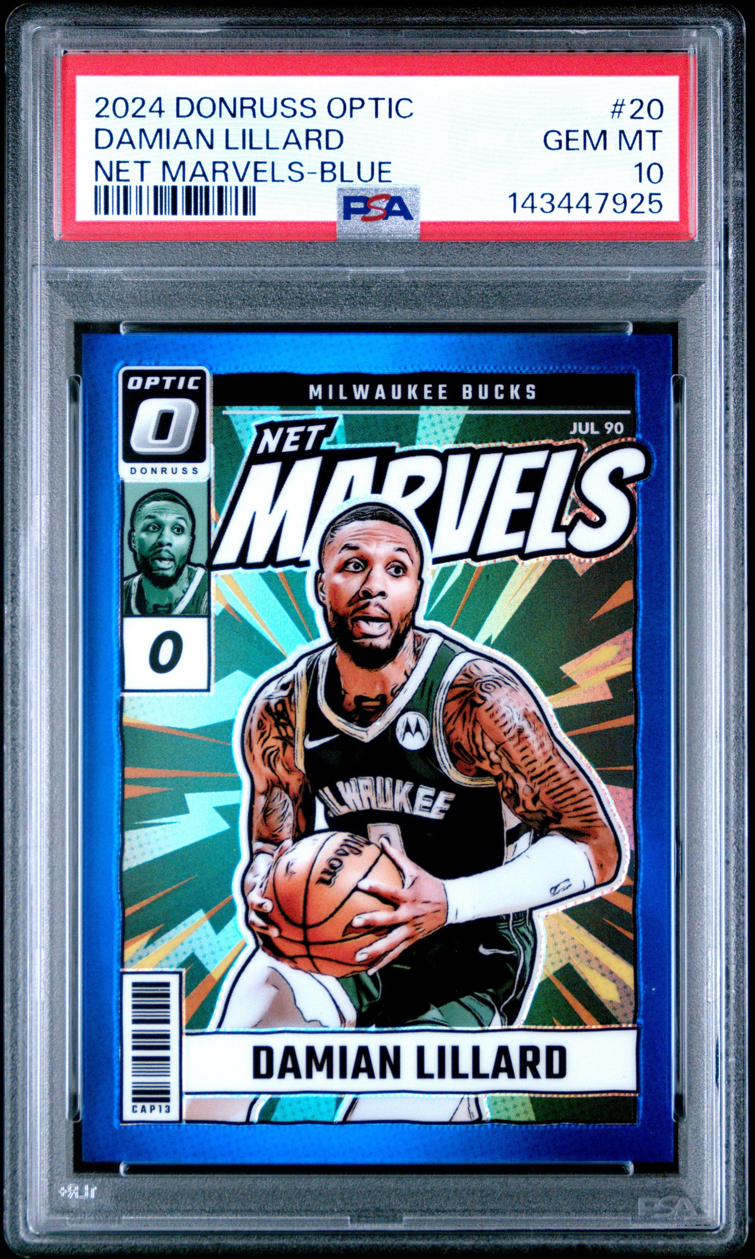 2024 Panini Donruss Optic Net Marvels 20 Damian Lillard Blue PSA
