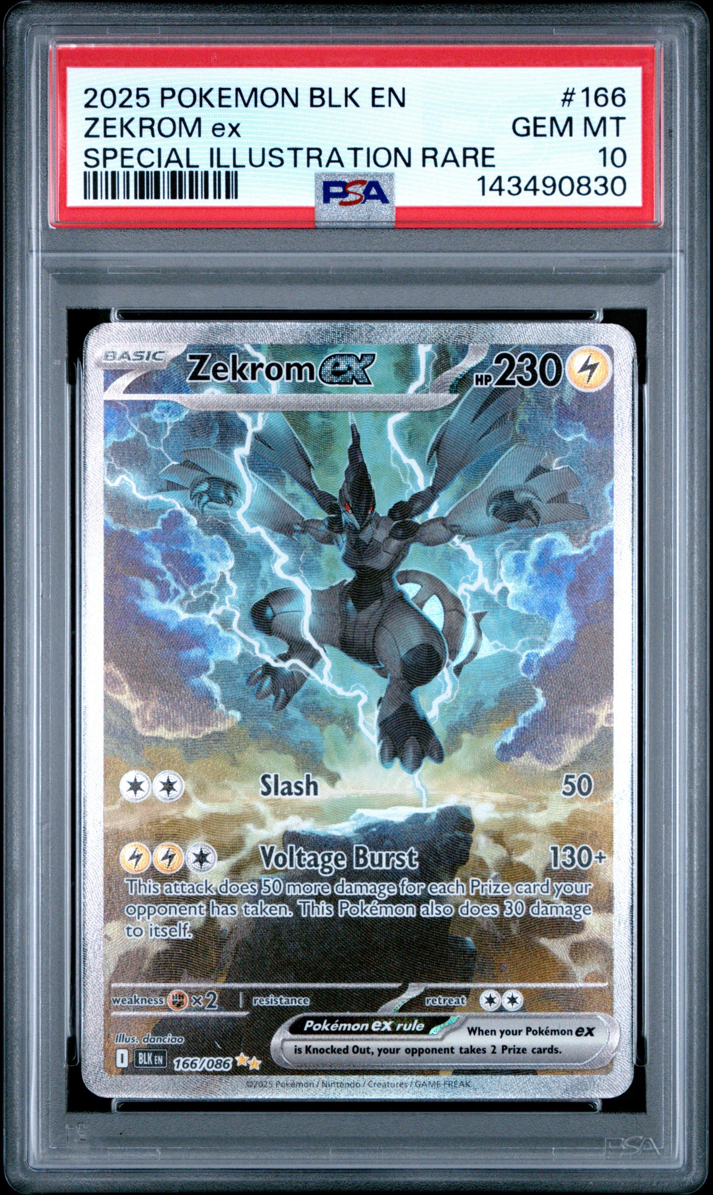 2025 Pokemon Blk En-black Bolt 166 Zekrom Ex Special Illustration