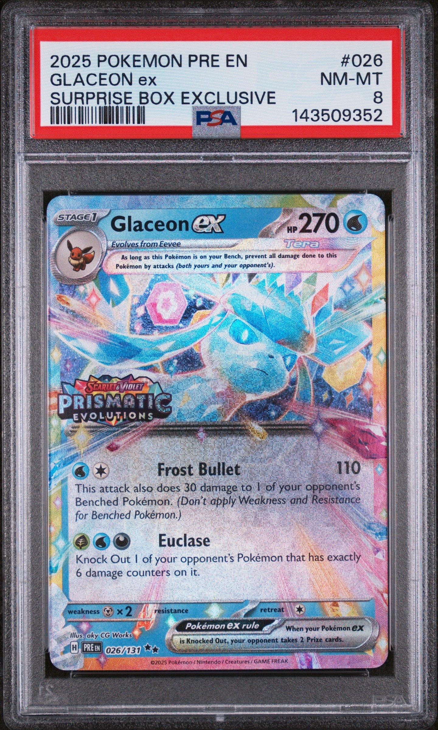 2025 Pokemon Pre En-prismatic Evolutions 026 Glaceon Ex Surprise